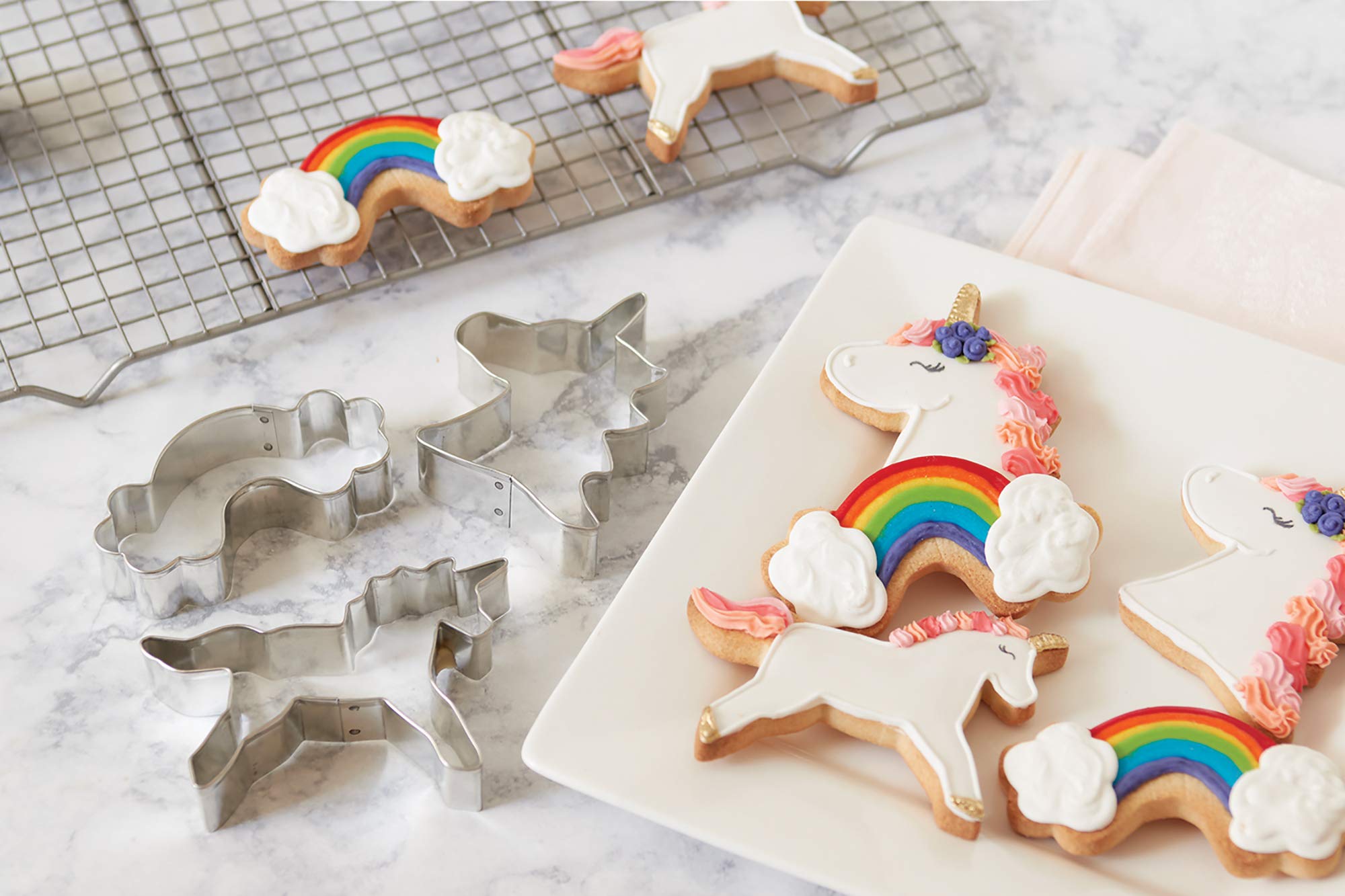 Fox Run Unicorn And Rainbow Cookie Cutters, Set Of 3, Stainless Steel