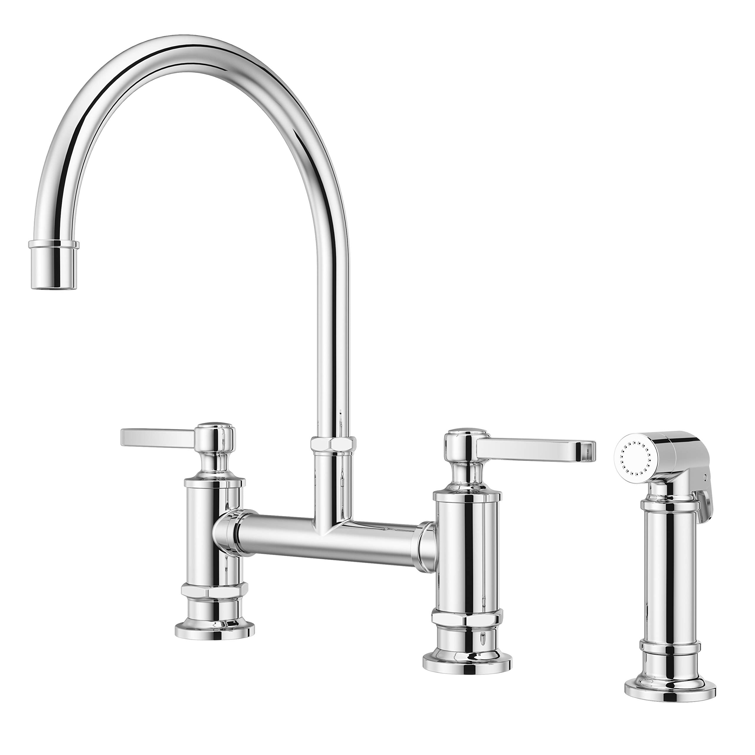 Pfister LG31-TDC Port Haven Kitchen Bridge Faucet with Side Sprayer, Polished Chrome