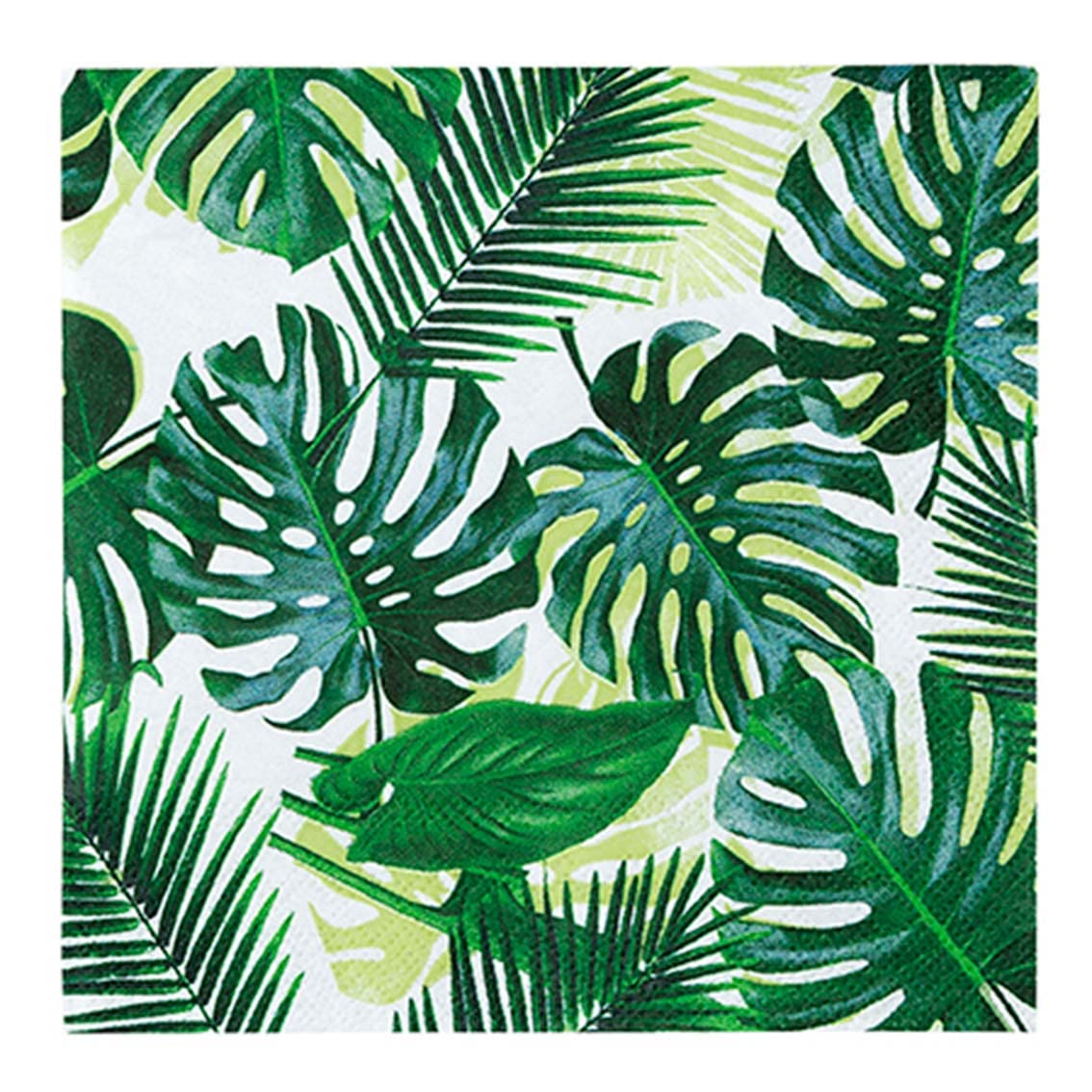 Talking Tables Pack Of 50 Tropical Napkins Paper Palm Leaf Serviettes For Kid'S Jungle Party, Hawaiian Theme, Luau, Summer, Dino