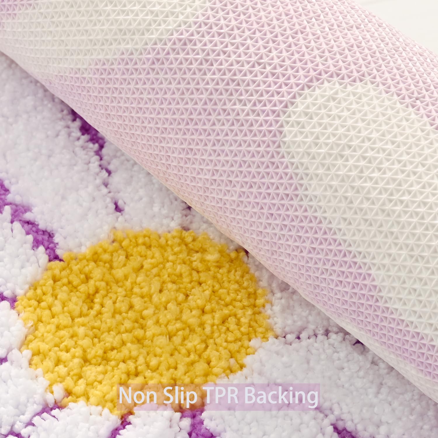 Pueple Bathroom Rugs Cute Daisy Bath Mat White and Yellow Flower Decor Rug Non Slip Floor Carpet Microfiber Bathmat Super Absorbent Machine Washable Bahtub Mats for Shower  Tub  Bedroom 16''x 24''
