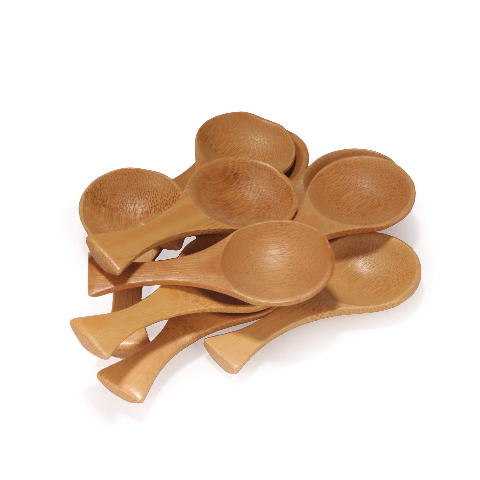 Bamboomn - 3.5'' Small Solid Bamboo Round Scoop, 10Pcs