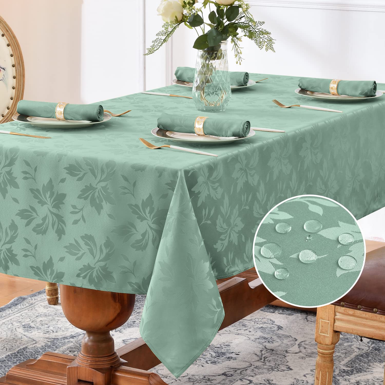 Rectangle Tablecloth - Waterproof And Wrinkle Resistant Washable Table Cloths Polyester Fabric Table Cover For Kitchen Dining,Pa