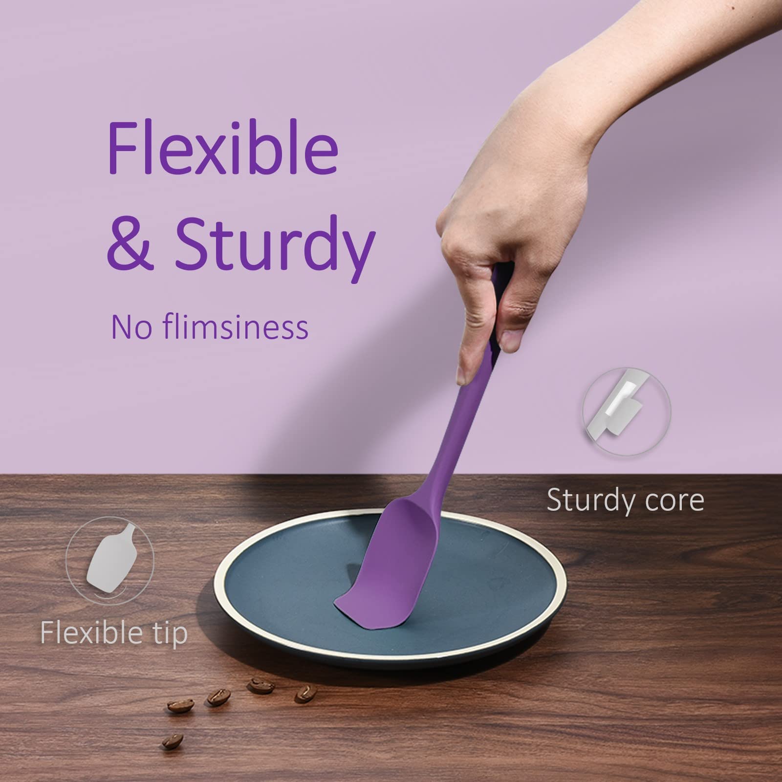 Mt&J Silicone Spatula Set For Baking And Cooking, 4-Piece (Multi-Color)