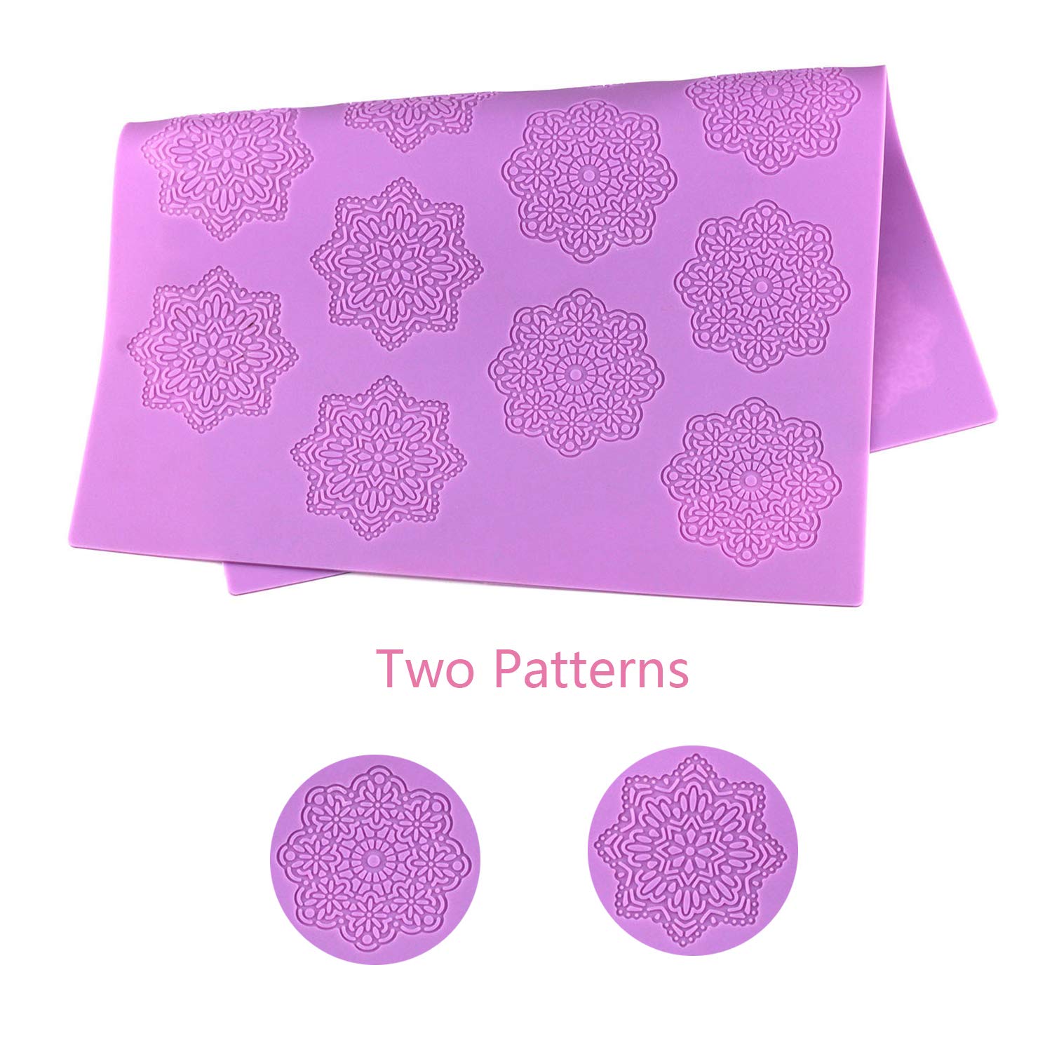 Hiparty Snowflake Flower Pattern Silicone Lace Mat Sugar Craft Impression Mold Edible Cake Decorating Wedding Decoration Floral
