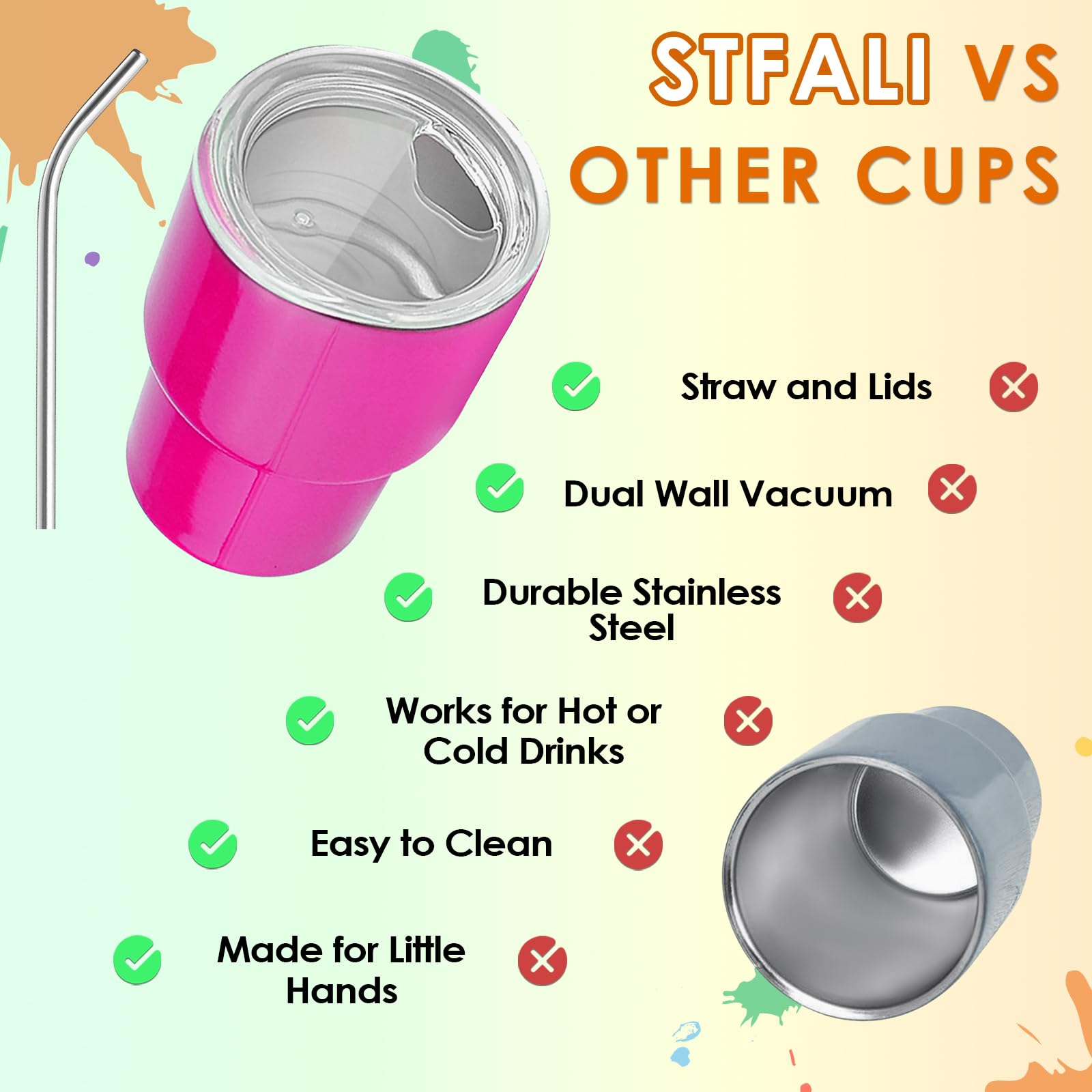 STFALI Cute Shot Glasses Set with Straw 2 oz, Mini Shot Tumblers with Lid and Straw, Funny Gifts for Women(6 Pack-B)
