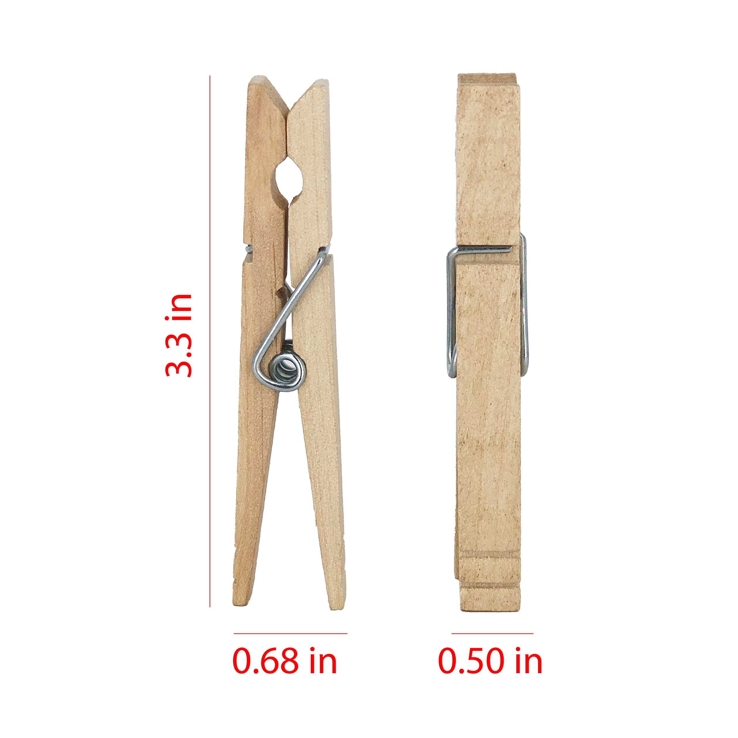 Clorox Wood Clothespins with Spring - Value Pack of 50 Clips  Rust Resistant with Heavy-Duty Coil for Line Drying Laundry  Chip Bags  and Crafts