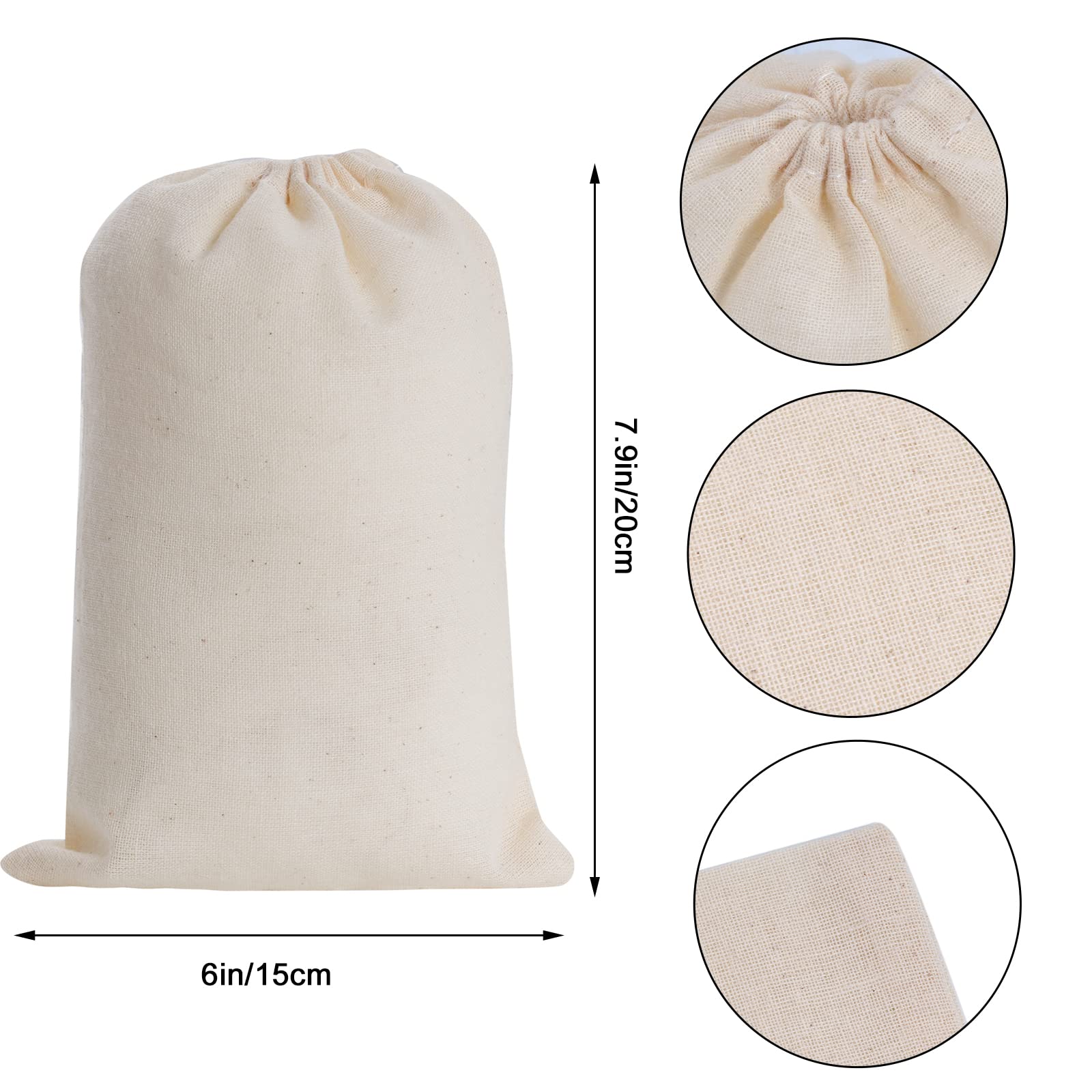 Tayfremn 50Pcs Cotton Drawstring Bags, Reusable Muslin Bag Natural Cotton Bags With Drawstring Produce Bags Bulk Gift Bag Jewelr