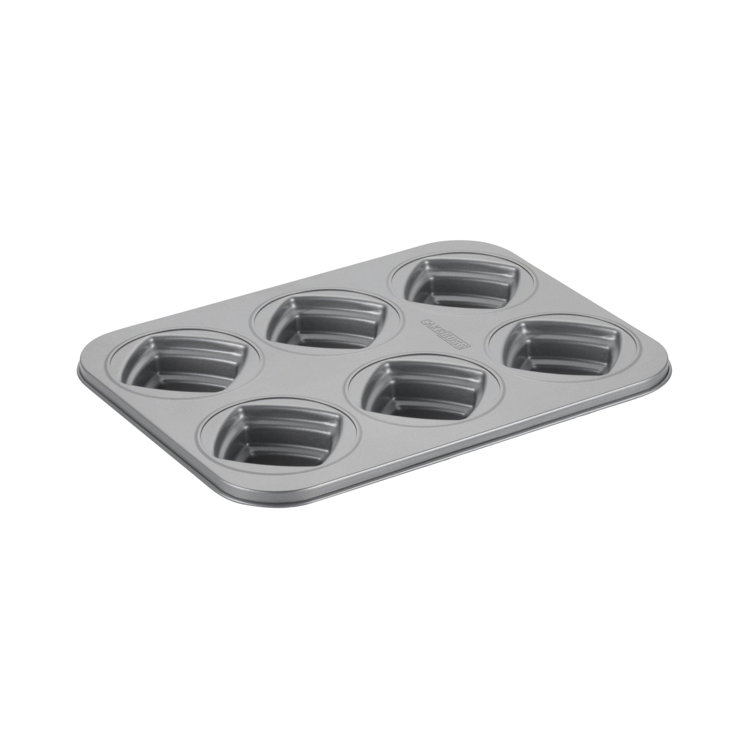 Cake Boss Novelty Nonstick Bakeware 6-Cup Square Cakelette Pan, Gray