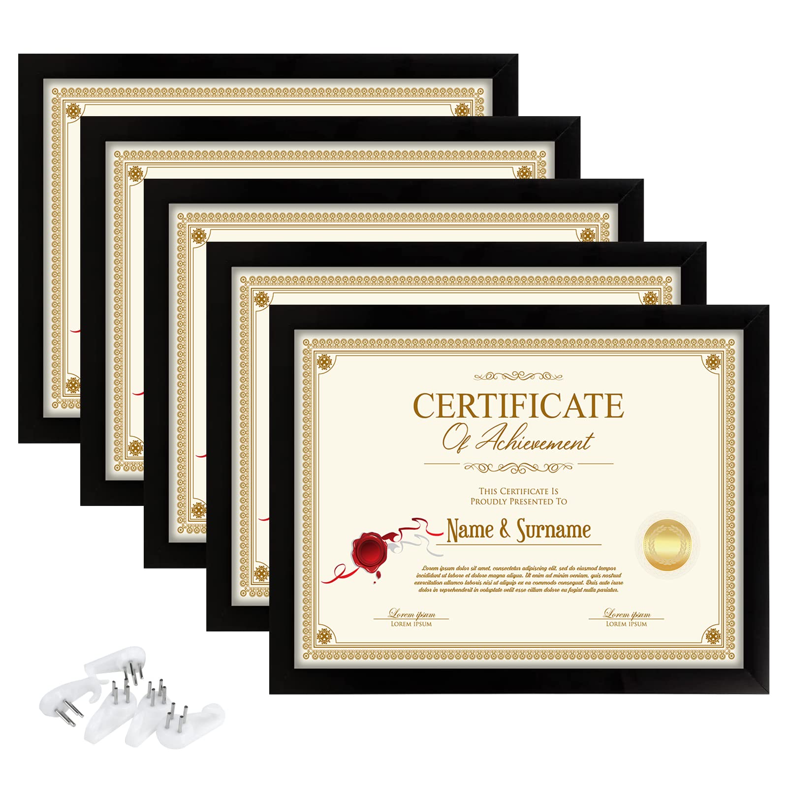 Tasybox 8.5x11 Document Frame Certificate Diploma Frame with High Definition Glass, 5 Pack Picture Frames for Wall and Tabletop,