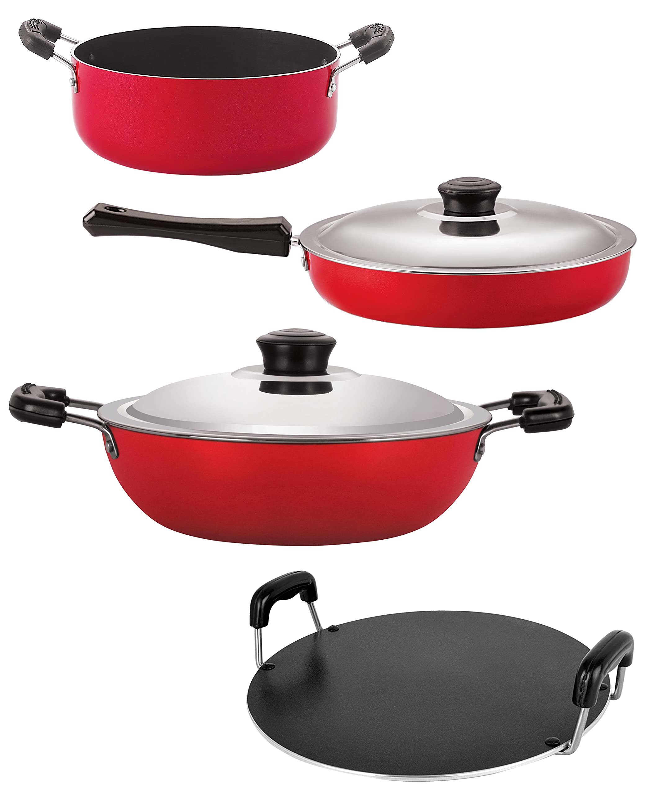 Nirlon NonStick Aluminium Cookware Gift Set Of 4 Pieces (Gas Compatible) (Fp10_Dkd(B)_Rt_Cs24)