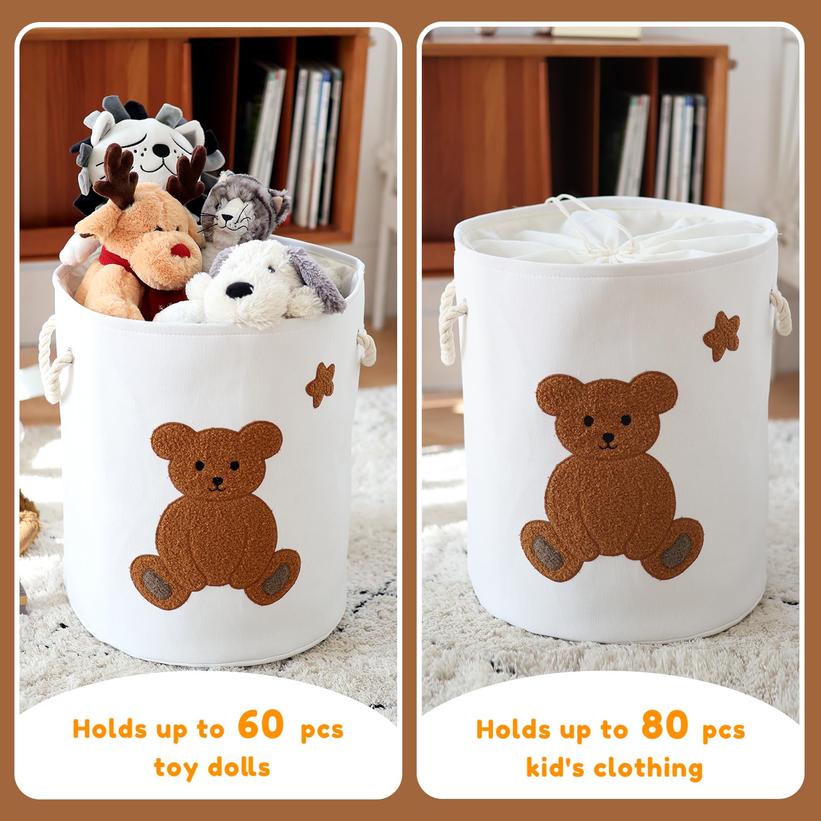 Inough Large Laundry Basket Tall Baskets Storage For Dirty Clothes, Toys Storage Bins Baby Hamper 58L Clothes Hamper Blanket Bas