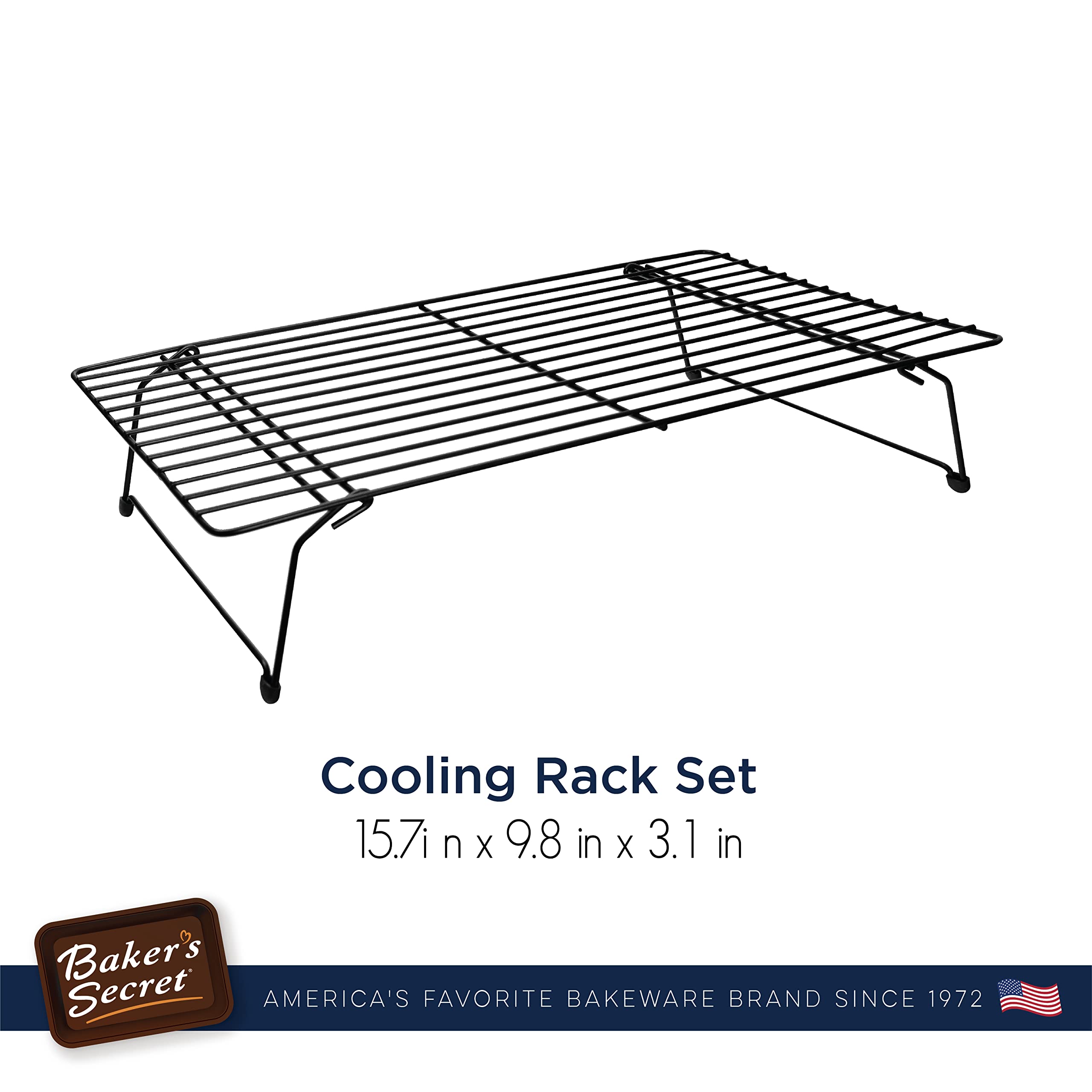 Baker'S Secret Set Of 3 Cooling Rack, Nonstick Coating For Easy Release, For Baking Roasting Cooking, Dishwasher Safe Diy Home B