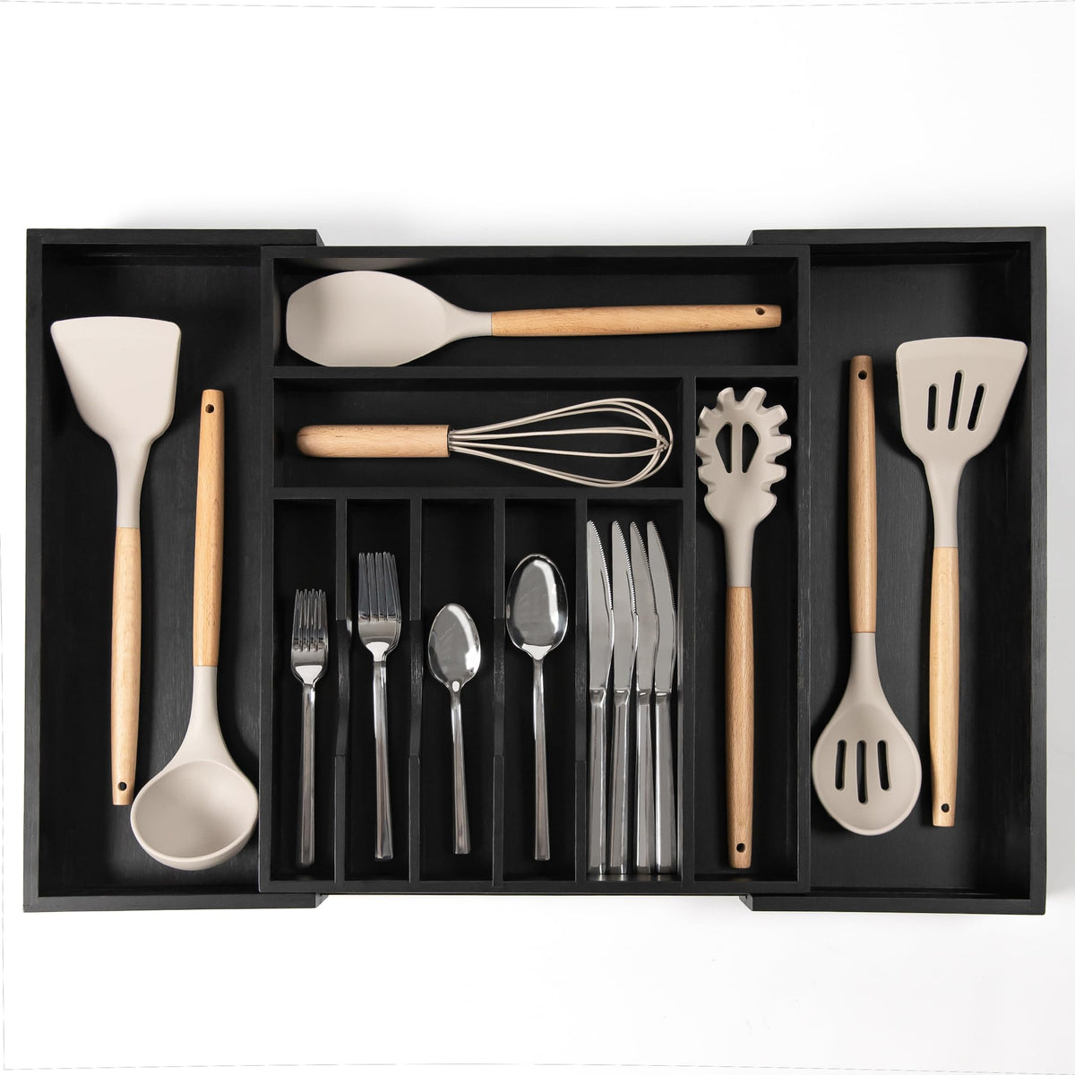 Kitchenedge Premium Silverware, Flatware And Utensil Organizer For Kitchen Drawers, Food-Safe Contract Grade, Expandable From 14