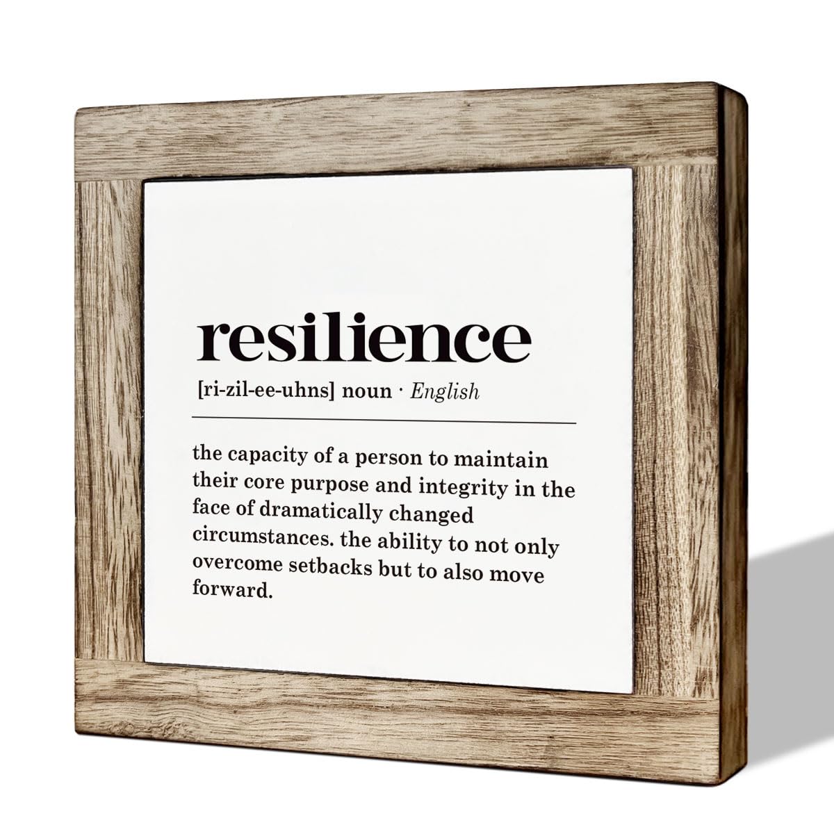 Resilience Definition Wood Block Sign - Motivational Office & Home Decor
