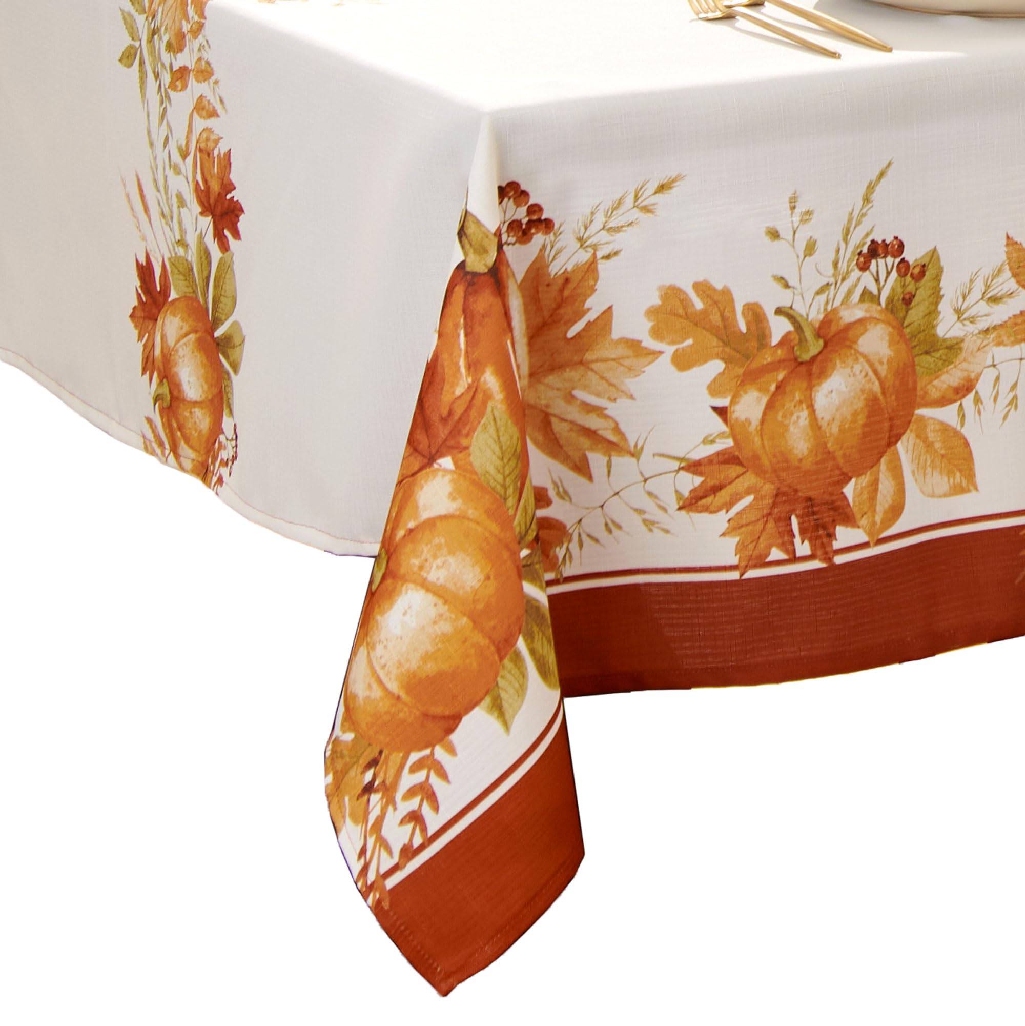 Elrene Home Fashions Autumn Pumpkin Grove Wrinkle Resistant Tablecloth, 60''X102'' Rectangle, Multi Color