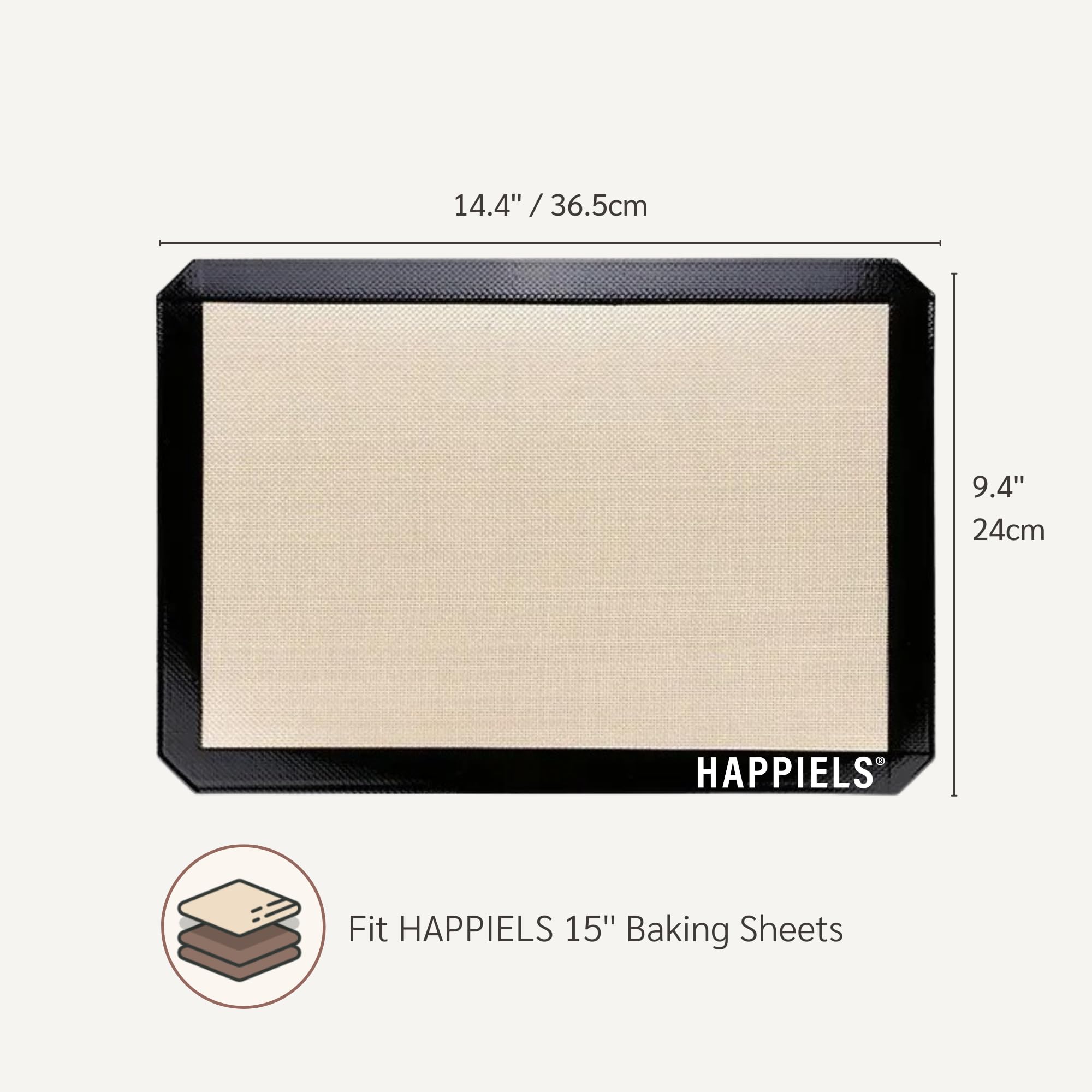 Happiels Non-Stick Baking Mats For 15Inch Sheets 2-Pack | Silicone Baking Mats 10X15 Inches