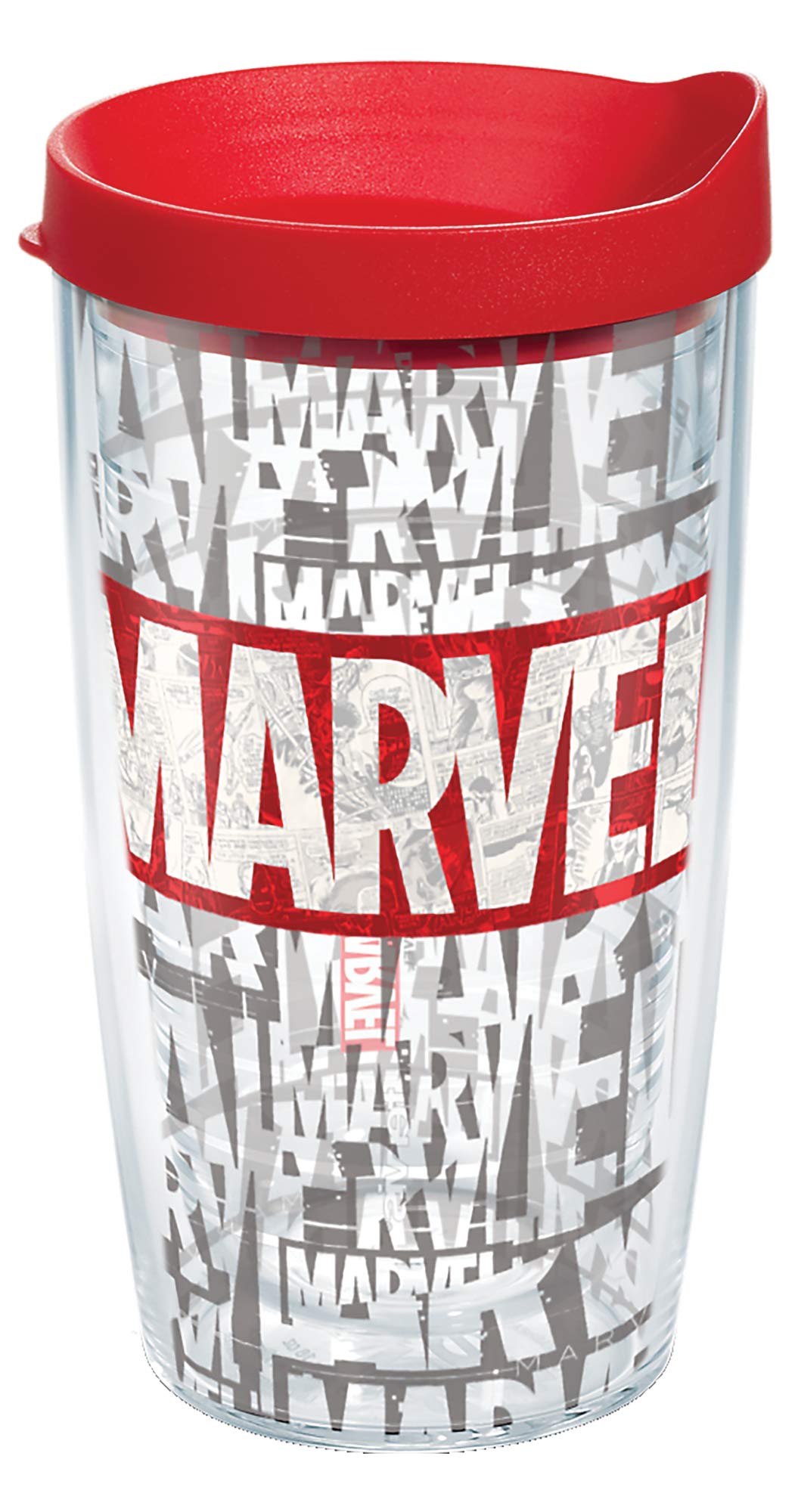 Tervis Marvel Logo Made in USA Double Walled Insulated Tumbler Travel Cup Keeps Drinks Cold & Hot, 16oz, Classic