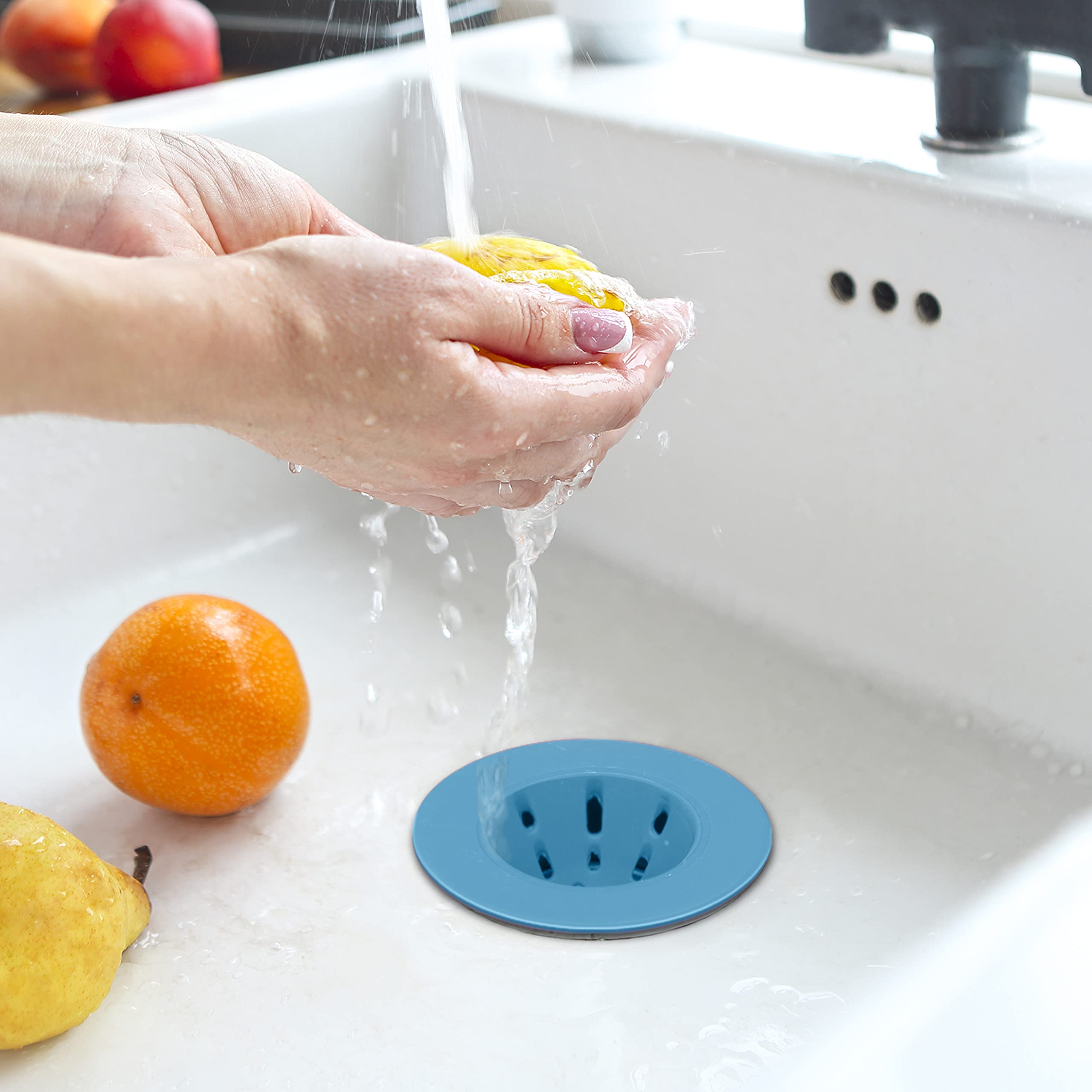 Oggi Silicone Sink Strainer- Great Kitchen Sink Strainer, Sink Drain Strainer, Drain Stopper, Sink Plug, 4.6? Diameter Rim, Turq