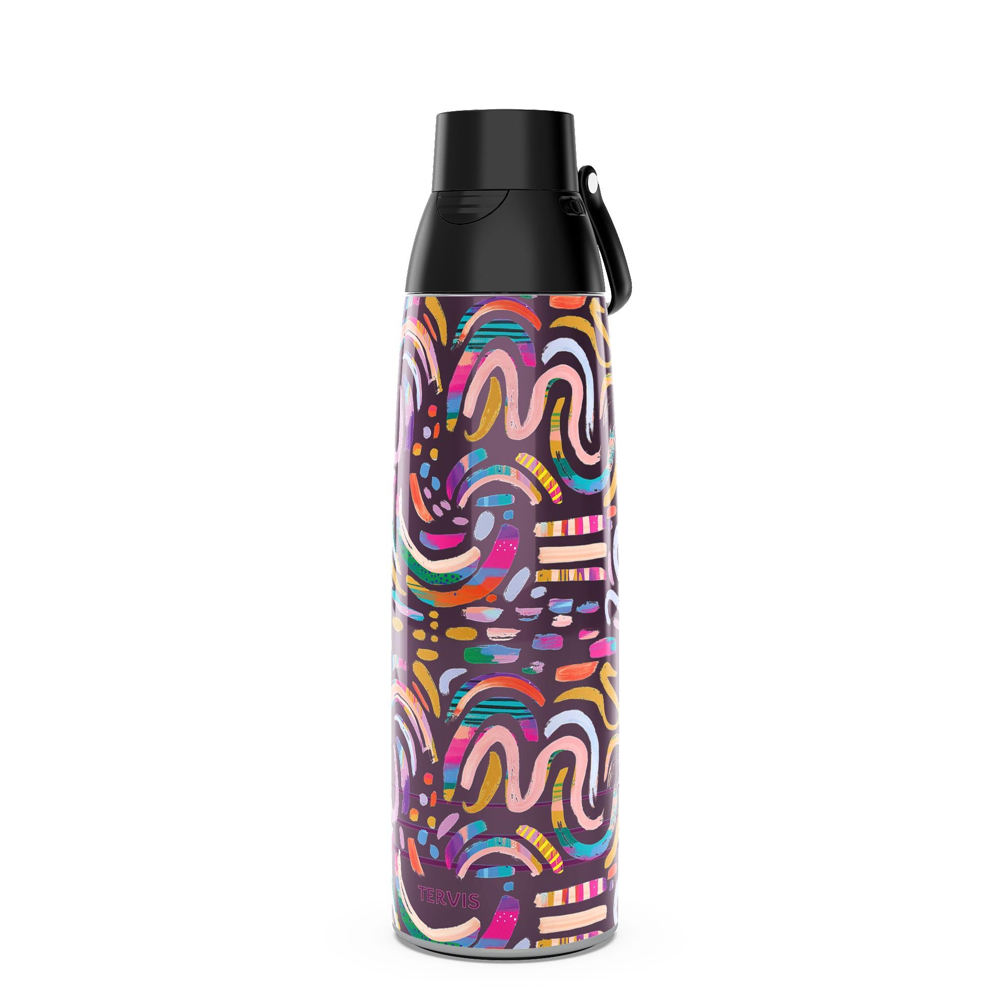 Tervis Venture Water Bottle EttaVee  Purple Swirls Triple Insulated Tumbler Travel Cup Keeps Drinks Cold & Hot, 26oz, Stainless