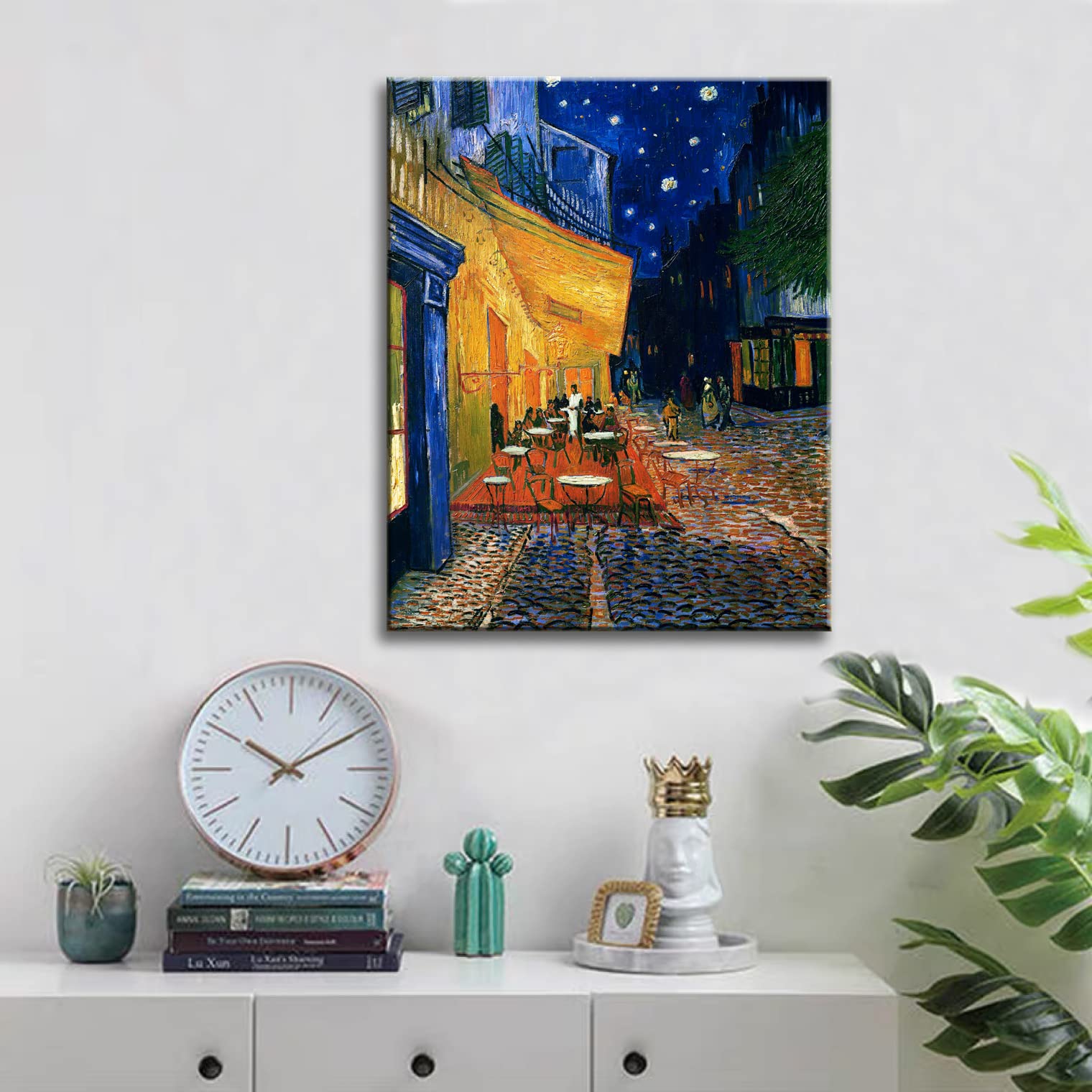 Cafe Terrace At Night By Vincent Van Gogh Canvas Wall Art, Classic Artwork Poster Print For Bedroom Bathroom Decor - 12''X15''