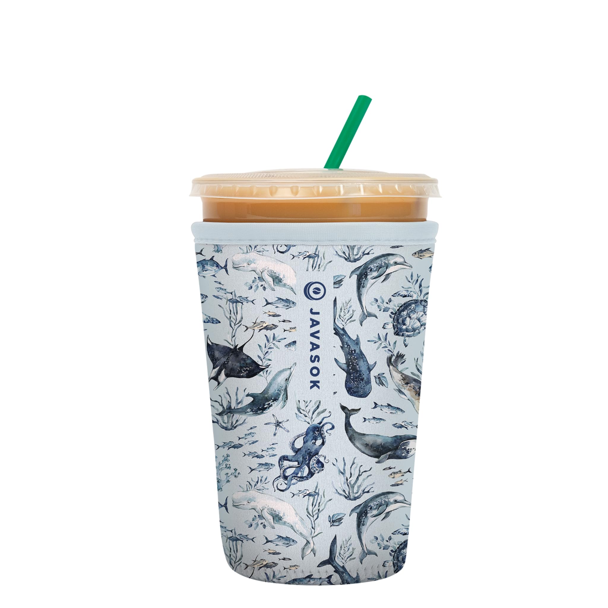 Sok It JavaSok Iced Coffee & Cold Soda Insulated Neoprene Cup Sleeve (Ocean Echo, Small: 16-20oz)