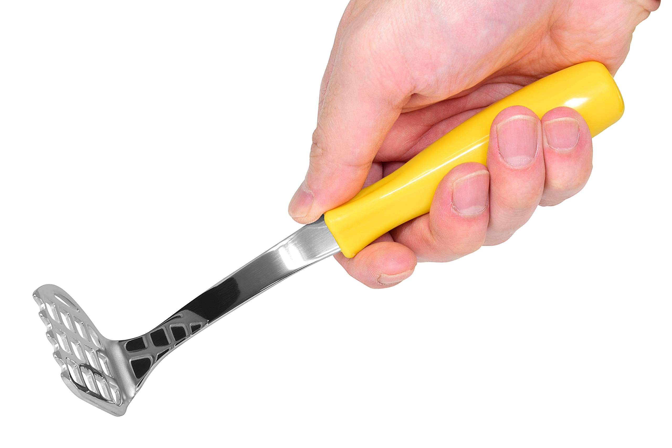 Seki Japan Smallish Egg & Potato Masher, Heavy Duty Stainless Steel, Hand Smasher For Potatoes Avocado And Beans 7.4    Mashing