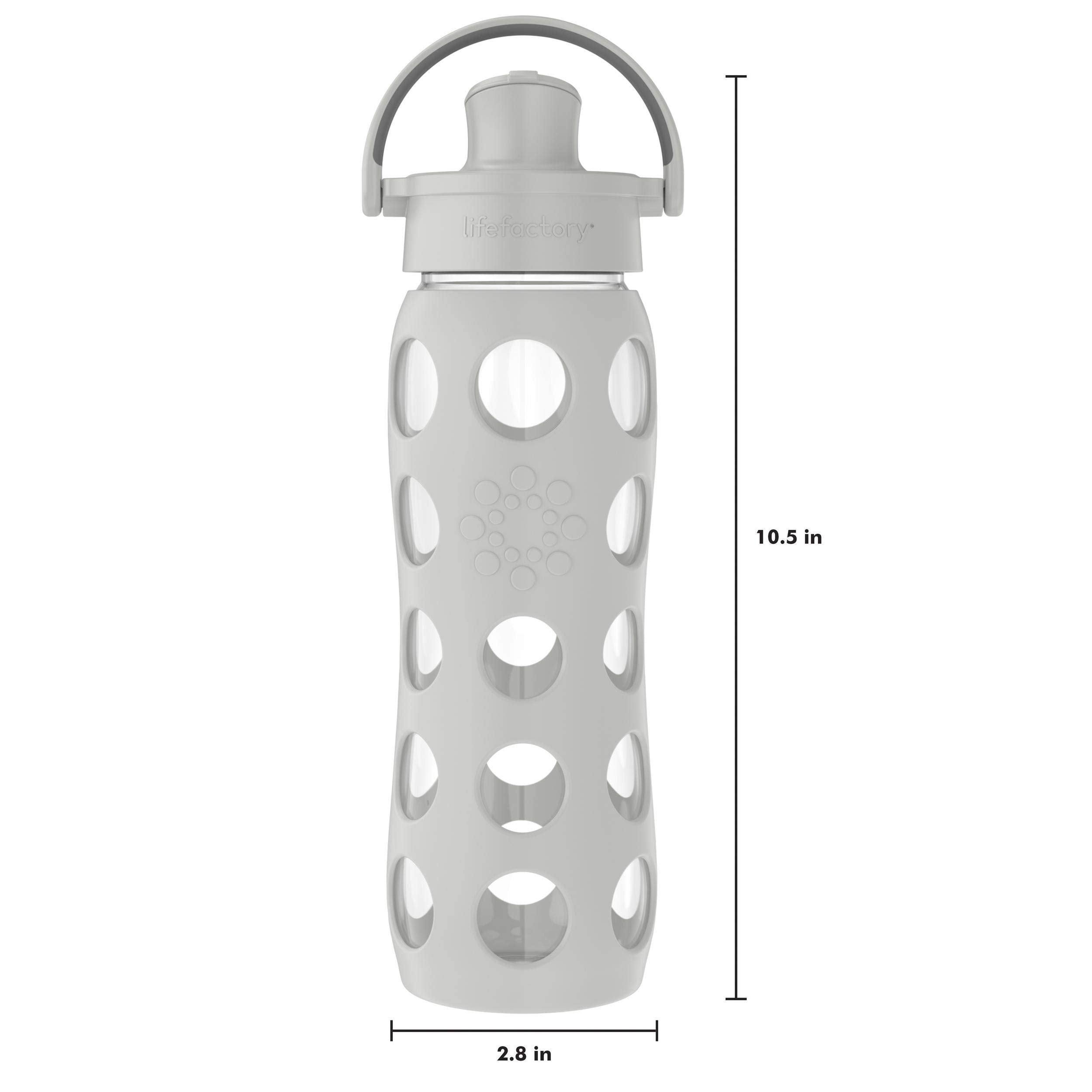 Lifefactory 22-Ounce Active Flip Cap Glass Water Bottle, 22Oz, Cool Grey