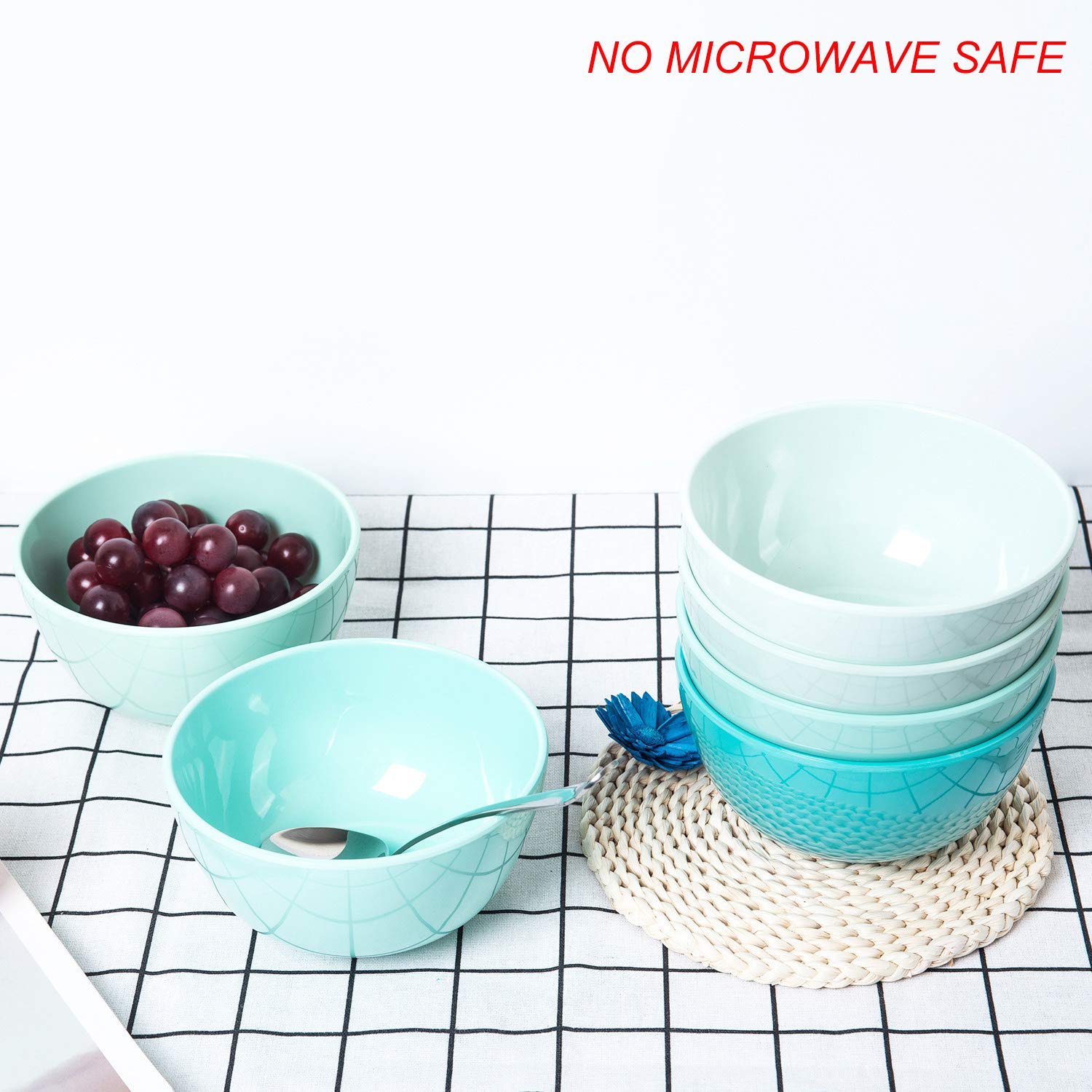 Kx-Ware 28-Ounce Melamine Bowls Set, 6-Inch 100% Melamine Cereal/Soup/Salad Bowls, Set Of 12 In Cool Assorted Colors