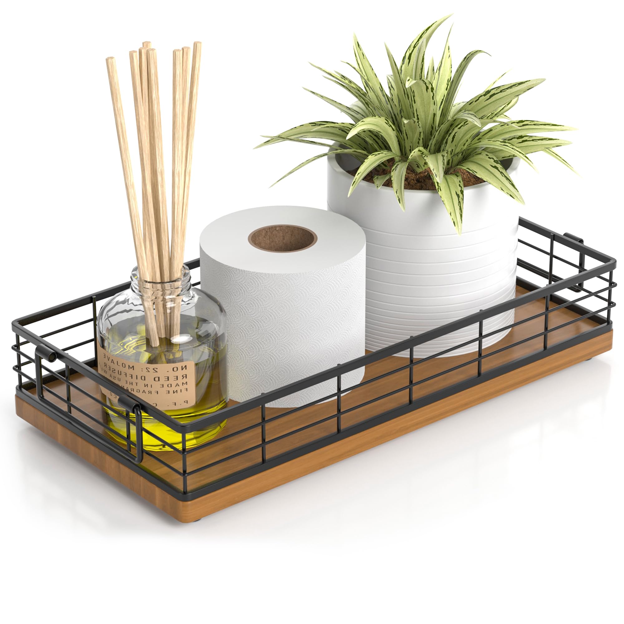 Jnfuz Toilet Paper Basket, 13 Inch Bathroom Basket Toilet Tank Tray Toilet Tank Basket Top Of Toilet Storage Toiletries Organize