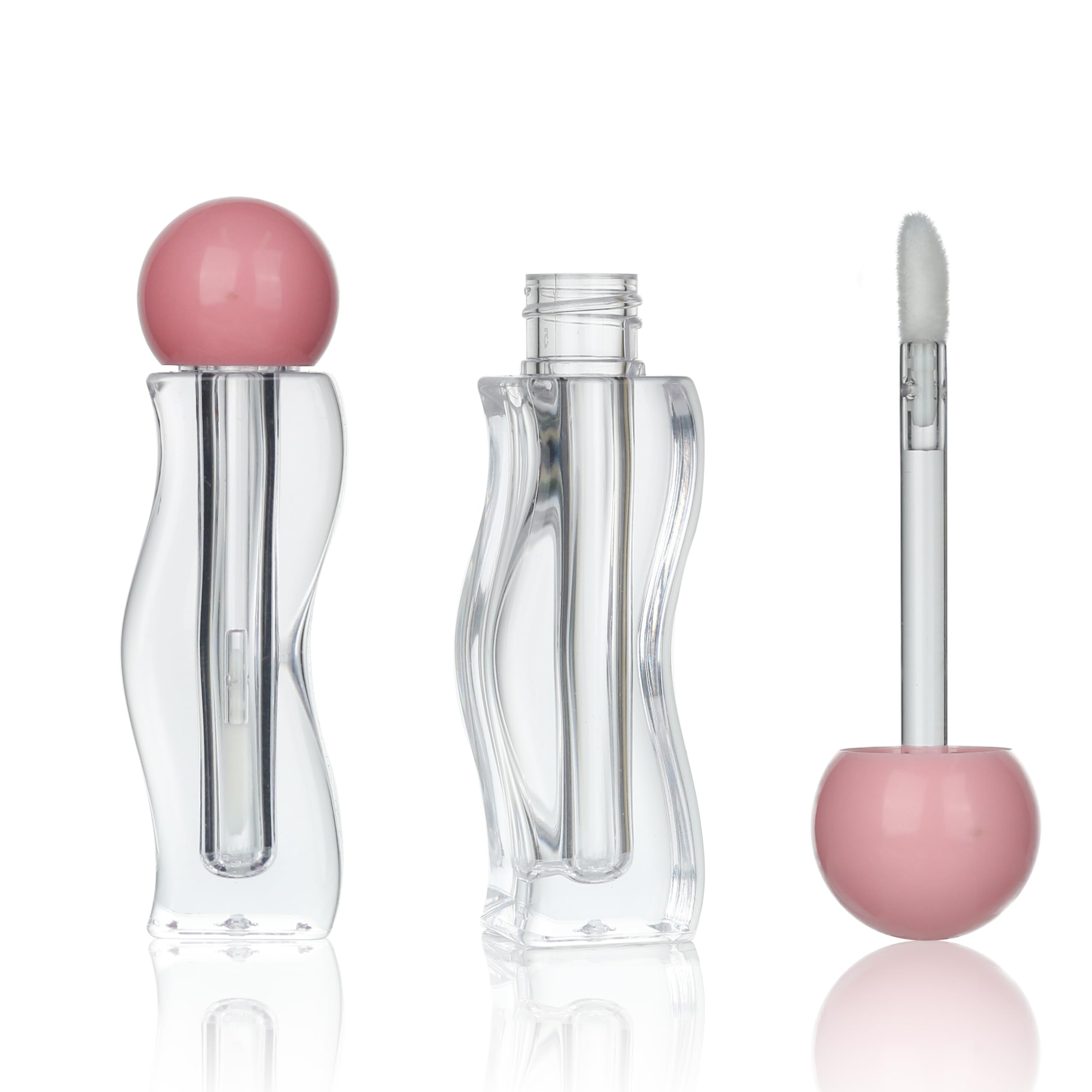 COSIDEA 20 pcs 3ml Pink Empty thick wall lip gloss tubes unique lipgloss tube with ball shape cap bottles DIY cosmetic