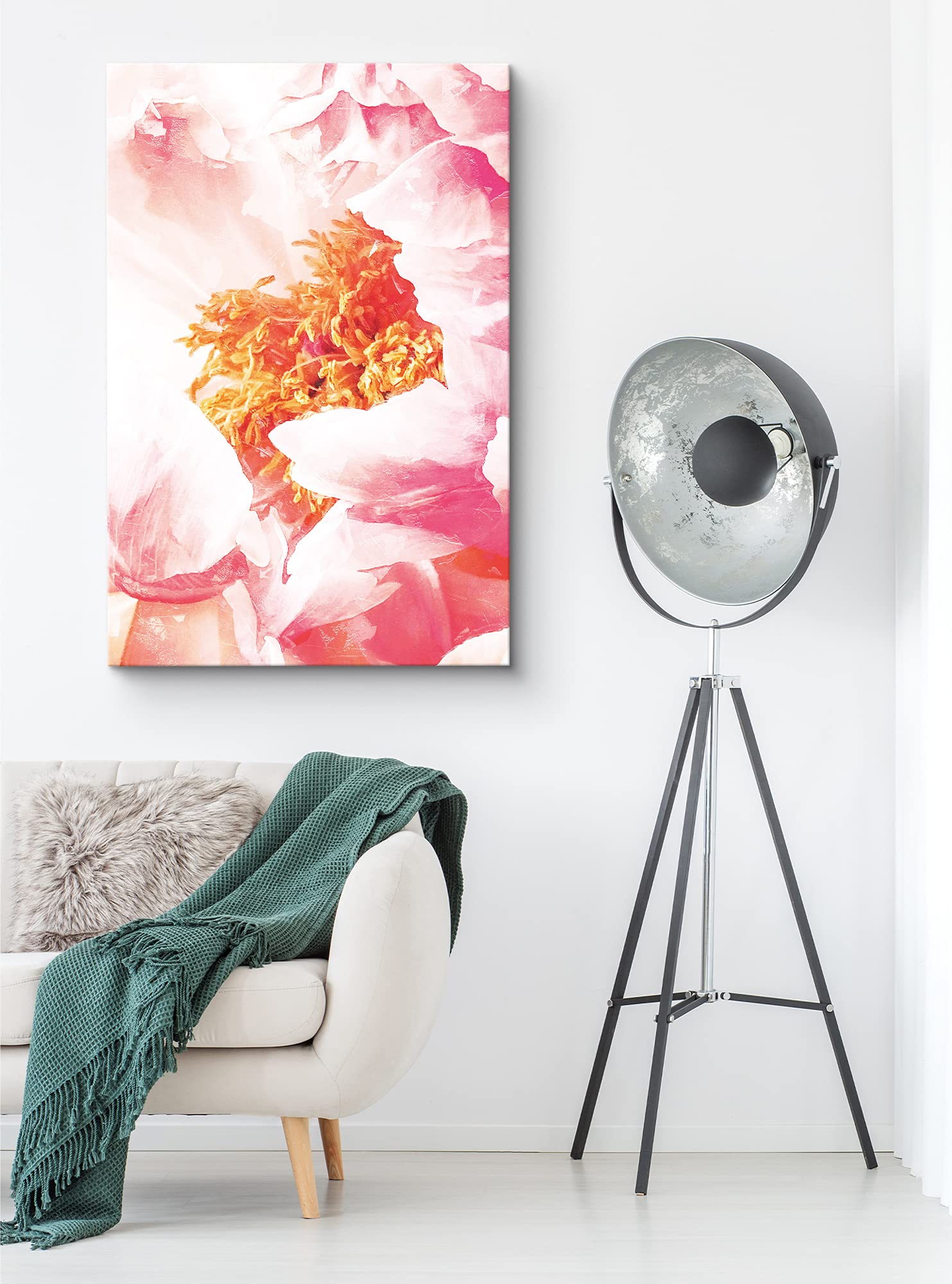 Nwt Canvas Print Wall Art Closeup Of Pink & Orange Chinese Peony Floral Plants Illustrations Modern Art Rustic Landscape Colorfu