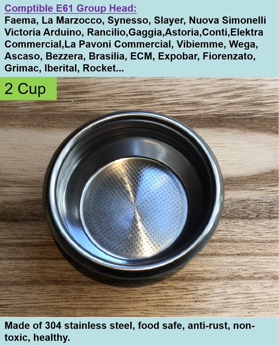 58Mm E61 Precision Filter Ridged Basket Stainless Steel Portafilter Basket Espresso Basket Compatible 58Mm Portafilter Filter Ba