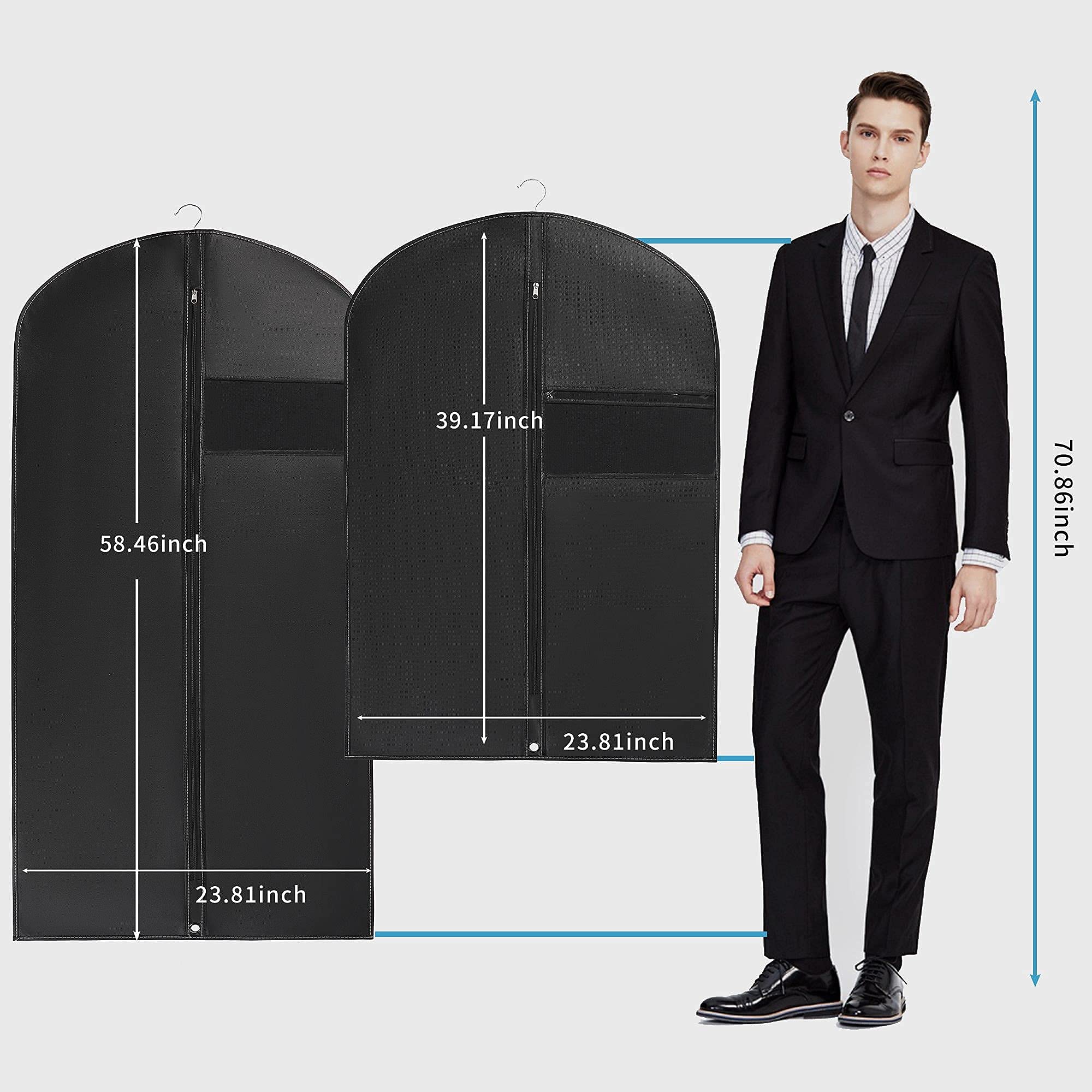 40??Garment Bags?5 Pack?Suit Bag for Storage Hanging Clothes Suitable for Storage of Dresses Suits Overcoats Garment Can Provide Neatness and Space-Saving for Your Wardrobe (Black  40 ? 24 Inch)