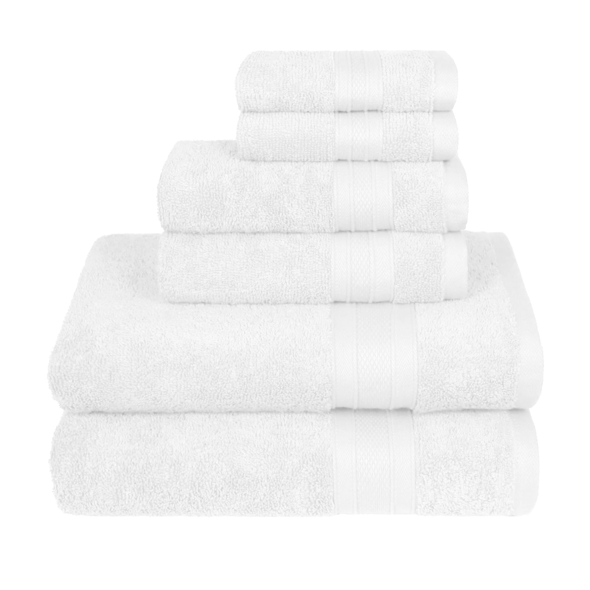 Trident Soft Comfort Air Rich Towels For Bath, 100% Cotton Towel, Super Soft, Highly Absorbent, 6 Pieces Towel Set, 500 Gsm - Wh