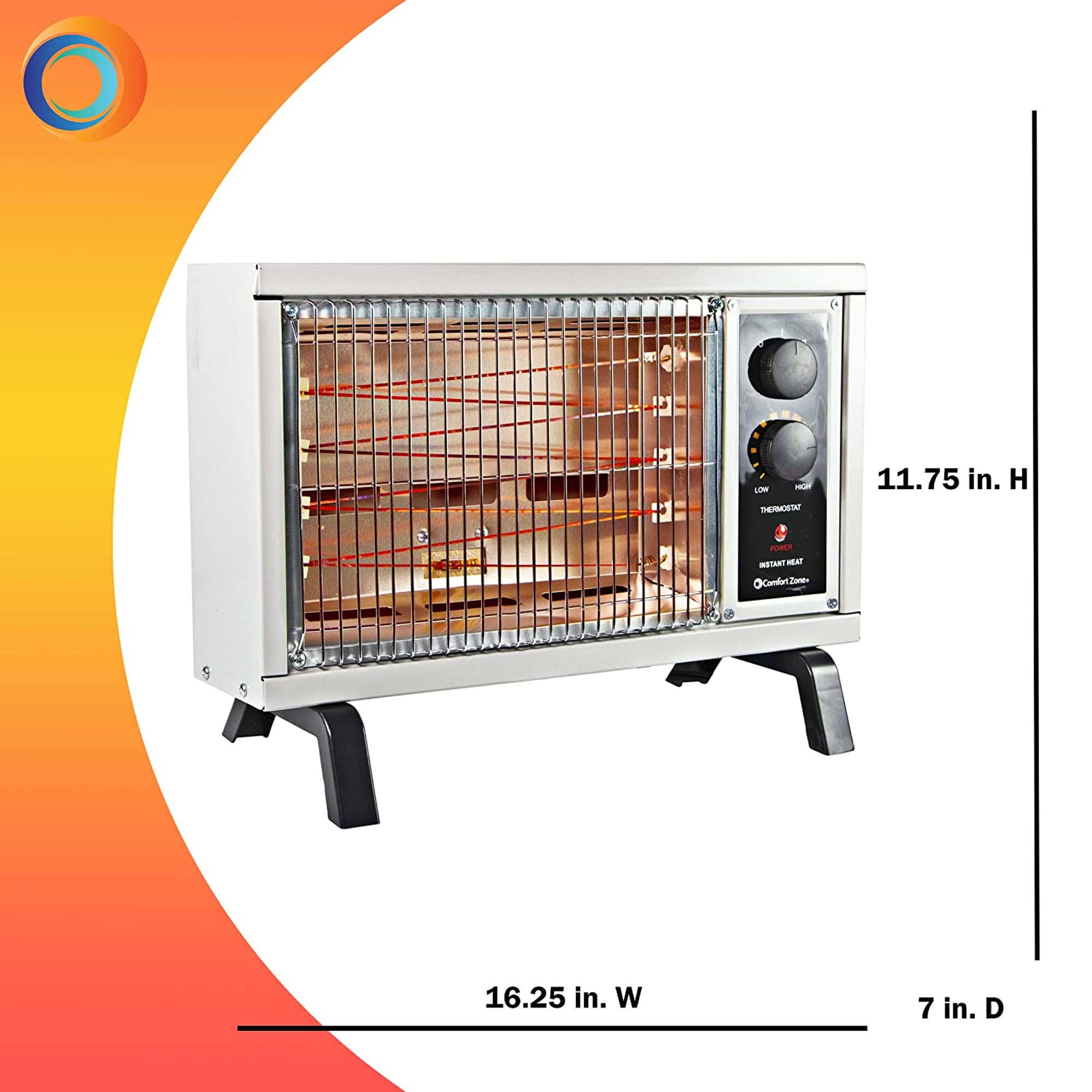 Comfort Zone Cz550 1500 Watt Portable Electric Indoor Radiant Wire Element Space Heater With Adjustable Temperature For The Home