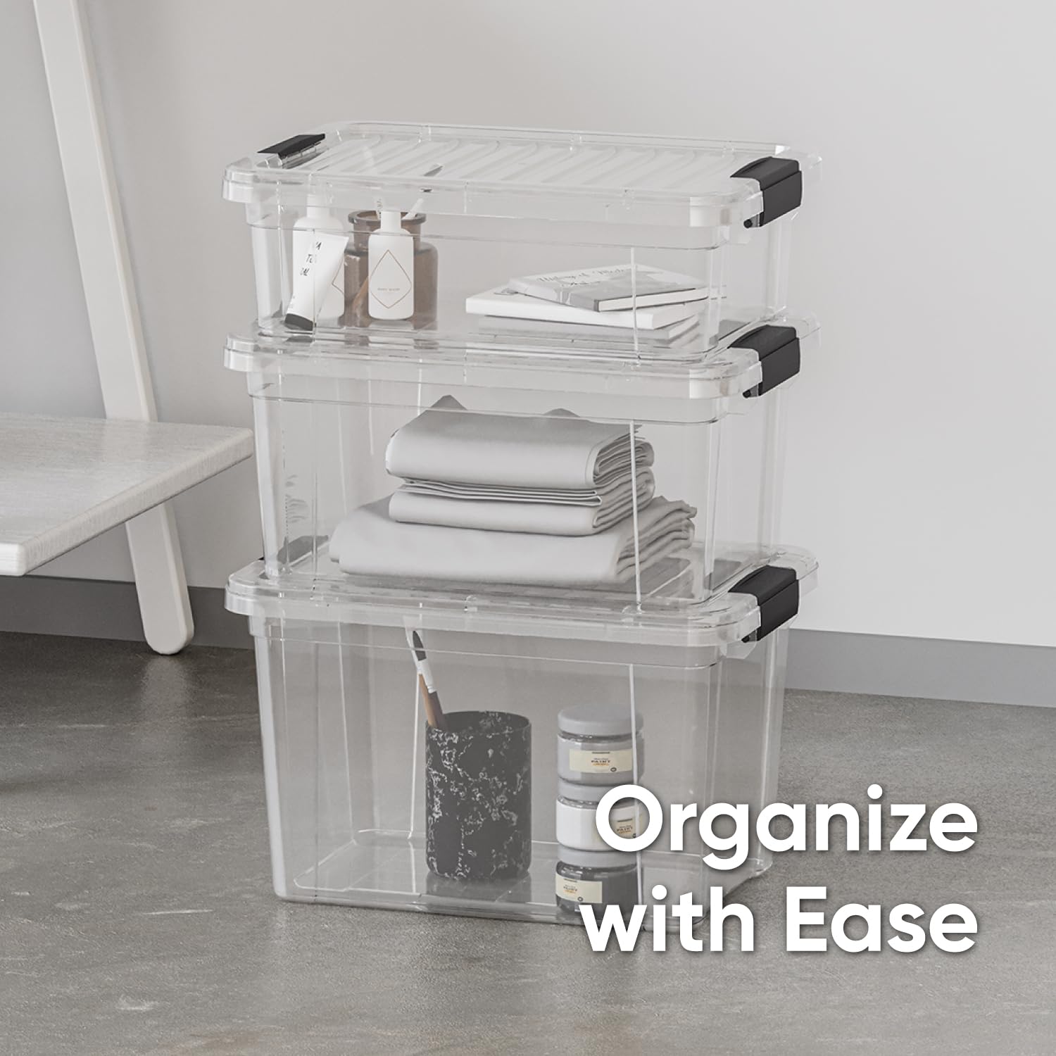 Superio Clear Storage Box With Lid, 7 Quart Plastic Container Bins For Organizing, Stackable Crates, Bpa Free, Non Toxic, Odor F