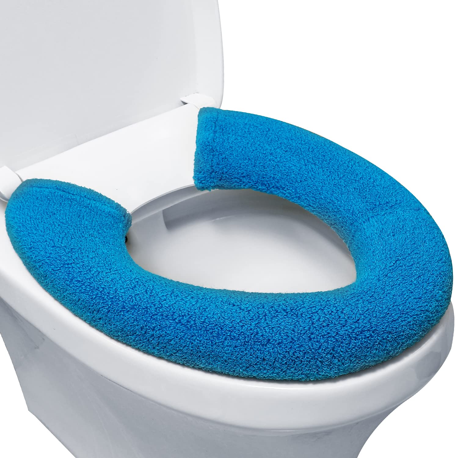 Senomor Toilet Seat Cover,Bathroom Soft Thicker Warmer With Snaps Fixed Stretchable Washable Fiber Cloth Toilet Seat Covers Pads