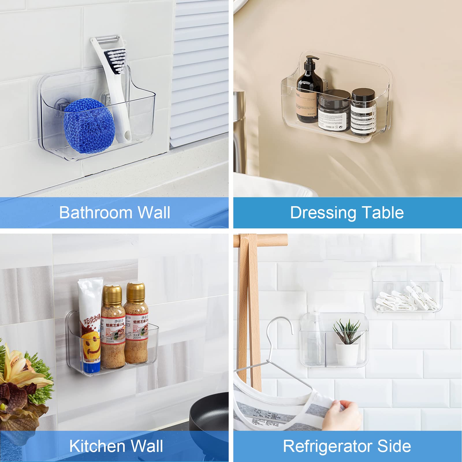 Diesisa Acrylic Wall Mount Organizer, Self Adhesive Organizer For Wall, Cabinet Door Organizer, With Self Adhesive Tape, For Bat