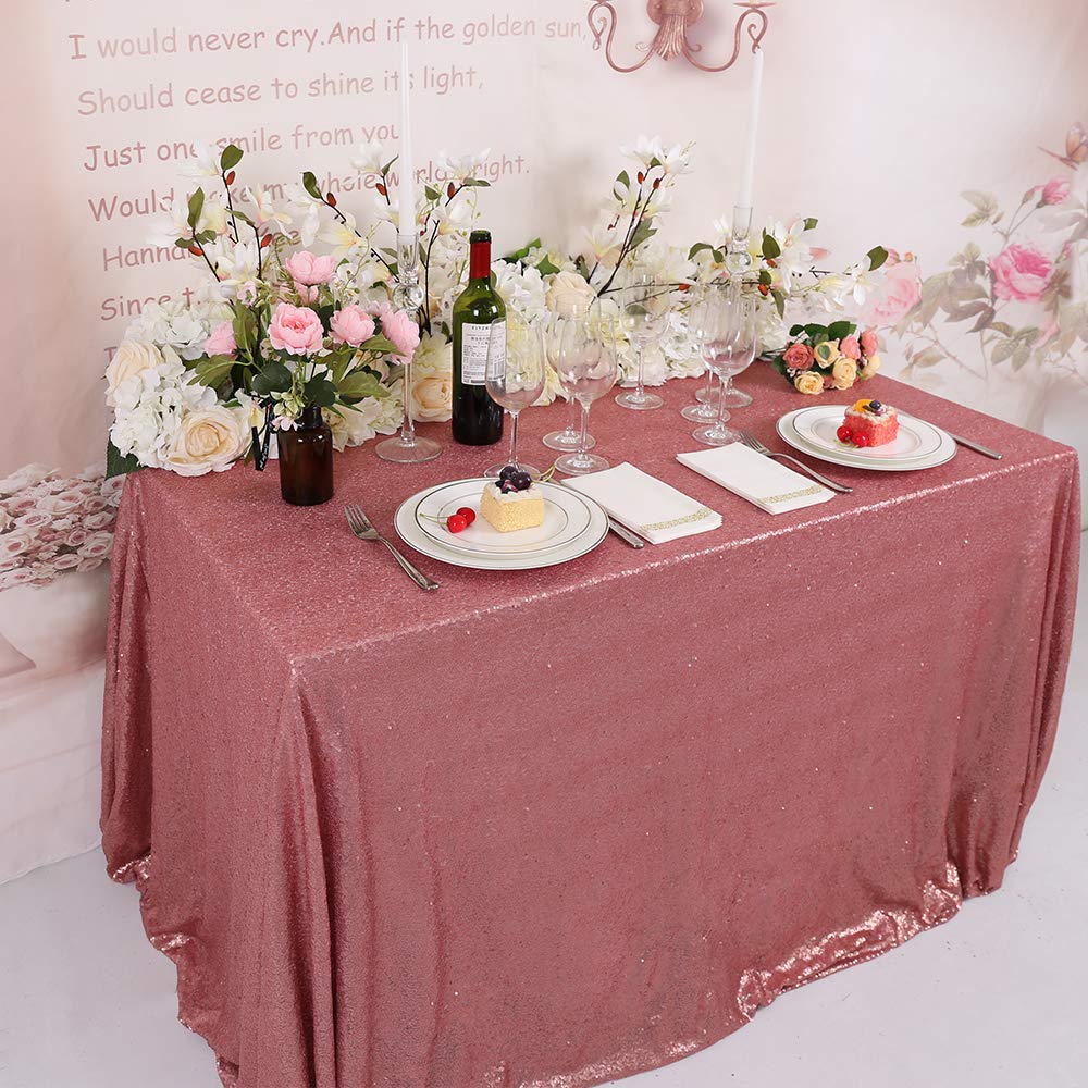 Trlyc Blush Sequin Tablecloth - 60x120inch Glitter Tablecloth Rectangle Party Wedding Christmas Table Cloth
