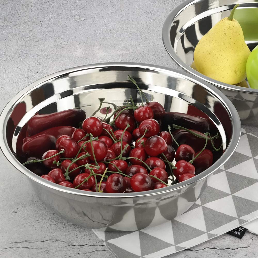 Hommp 4-Pack Large Stainless Steel Mixing Bowls/Metal Prep Bowls, 10-Inch