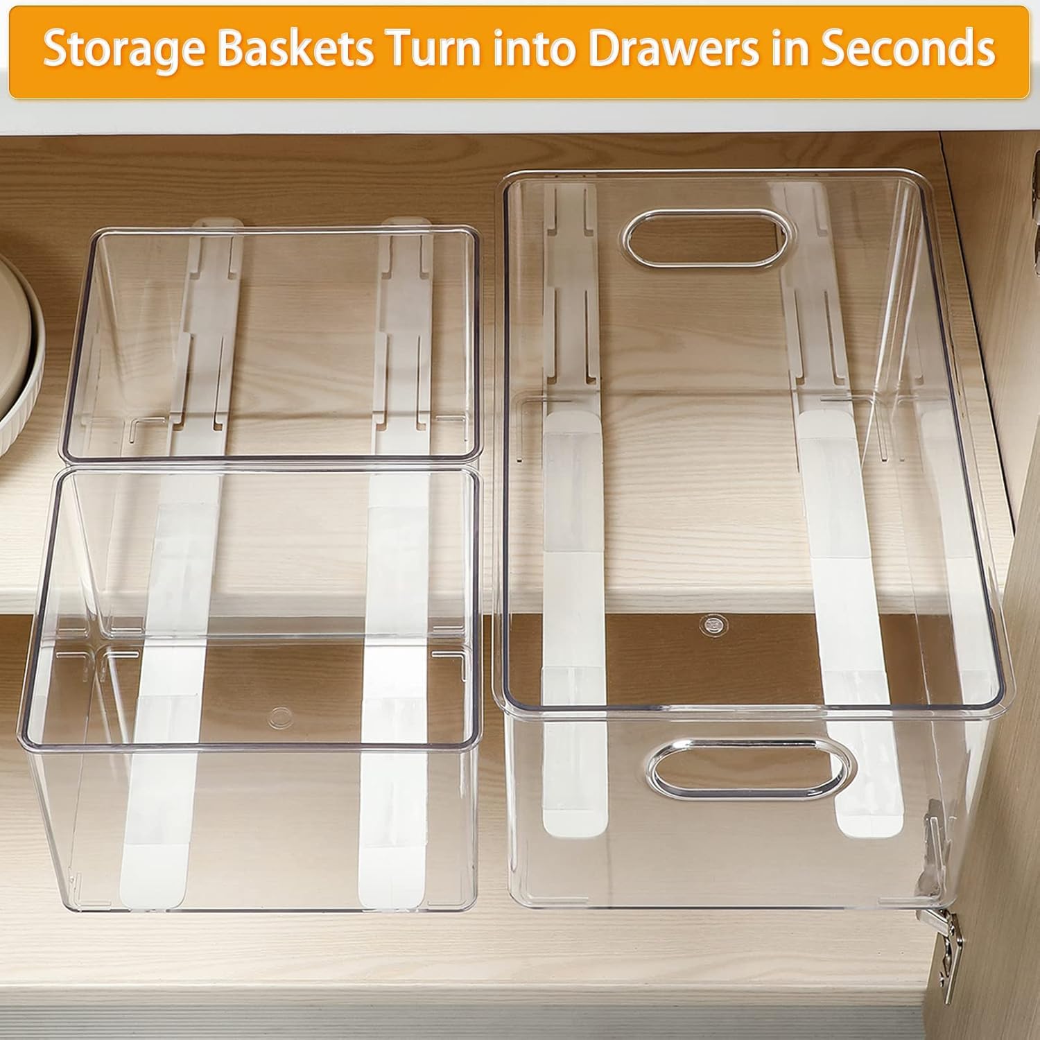Summark 8 Pcs Pull Out Rail For Baskets Or Bins.Storage And Organization Accessories For Cabinet,Shelves.Diy Drawer Organizers S