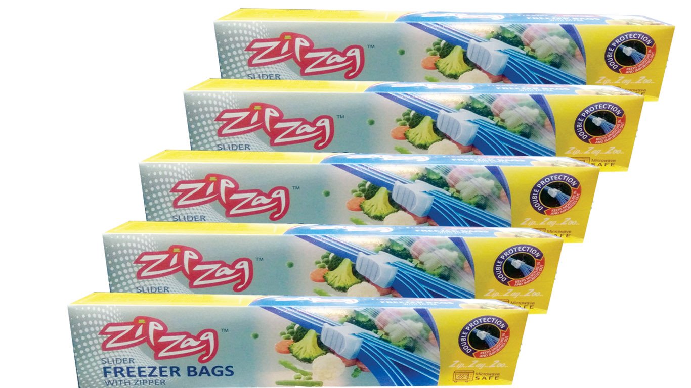 Zipzag Zipper Seal Freezer Food Storage Bags Size (11 X 11), Pack Of 04 = 40 Bags,Freezer Microwave Safe, Convinient And ReUs