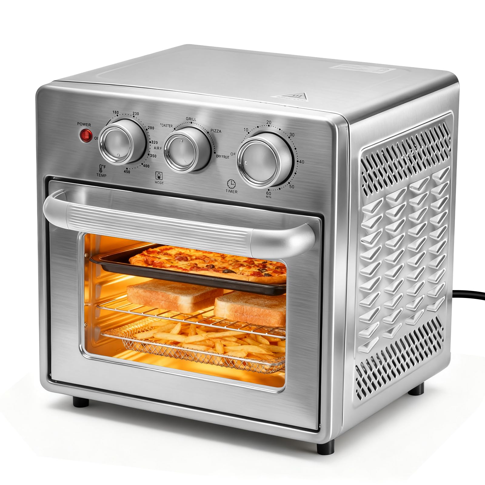 OLIXIS Air Fryer Toaster Oven Combo, 16.9QT Oven Countertop 5 Functions in 1, 4 Accessories Included, Stainless, Up to 450F