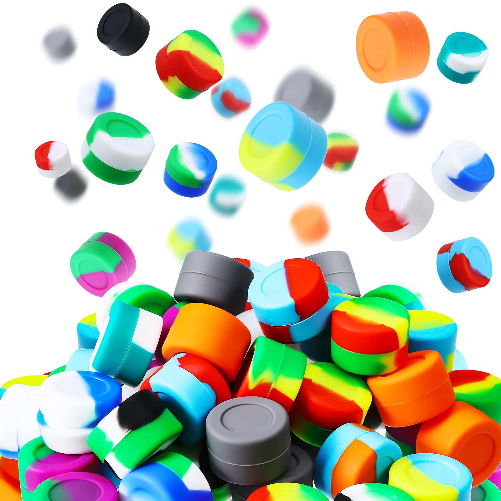 Outus 200 Pcs 3 ml Silicone Wax Containers Non-stick Silicone Wax Containers Multi Use Storage Jars Oil Concentrate Bottles for 
