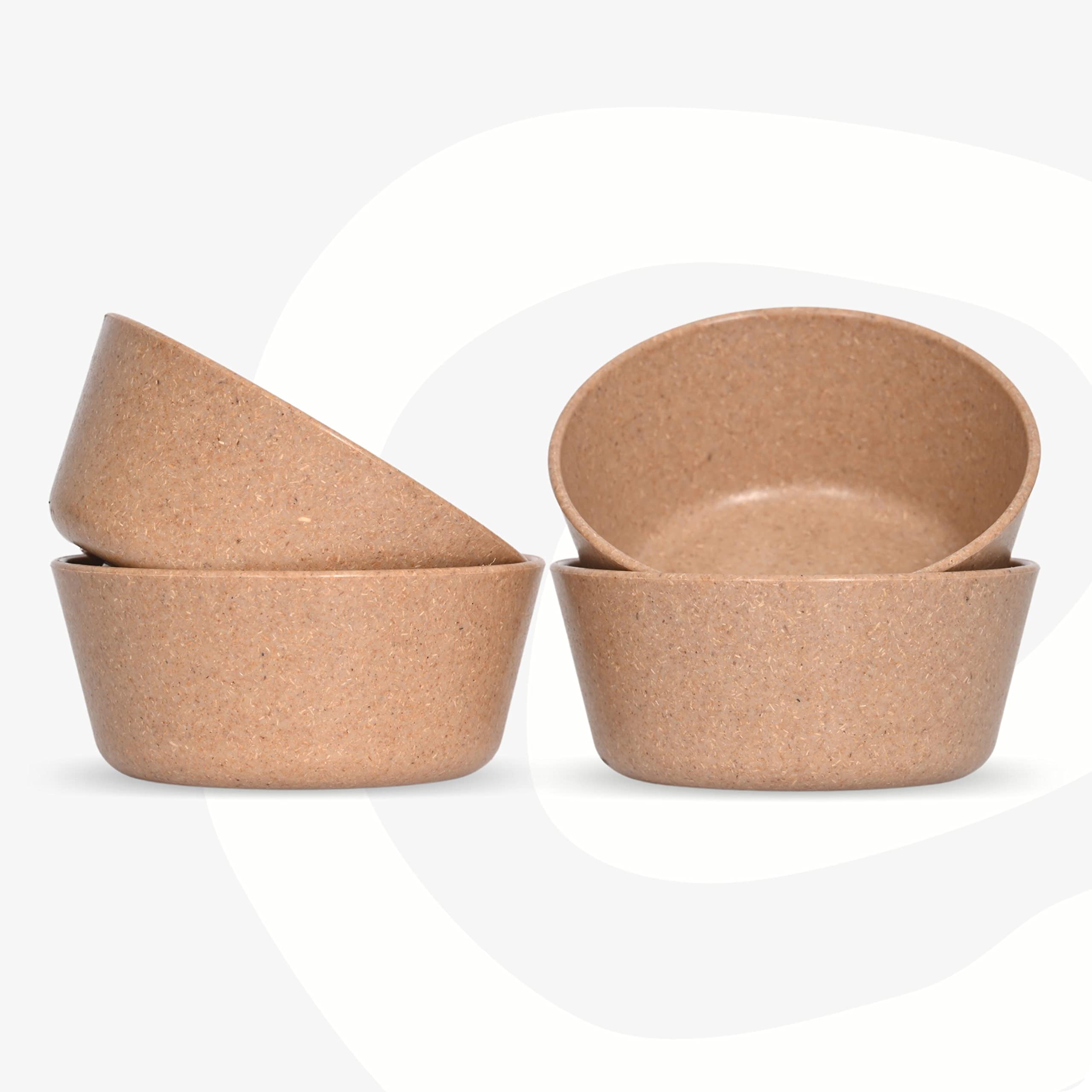 Eha Set Of 4 Earth-Friendly Small Curry Bowls For Kitchen|175 Ml|Made With Bamboo Fibers & Rice Husk|Microwave Safe Bowl (Reheat