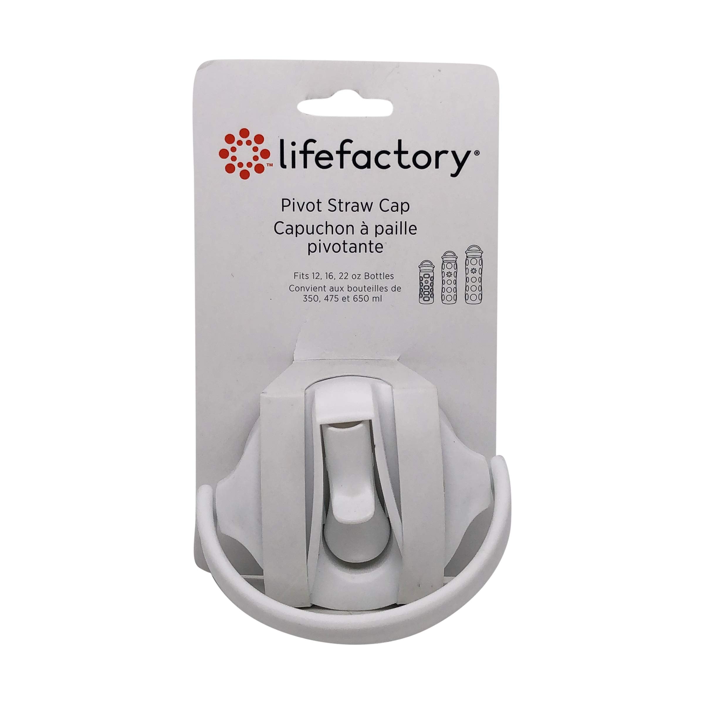 Lifefactory BPA-Free Pivot Straw Cap for 12-Ounce, 16-Ounce, and 22-Ounce Glass Bottles, Optic White