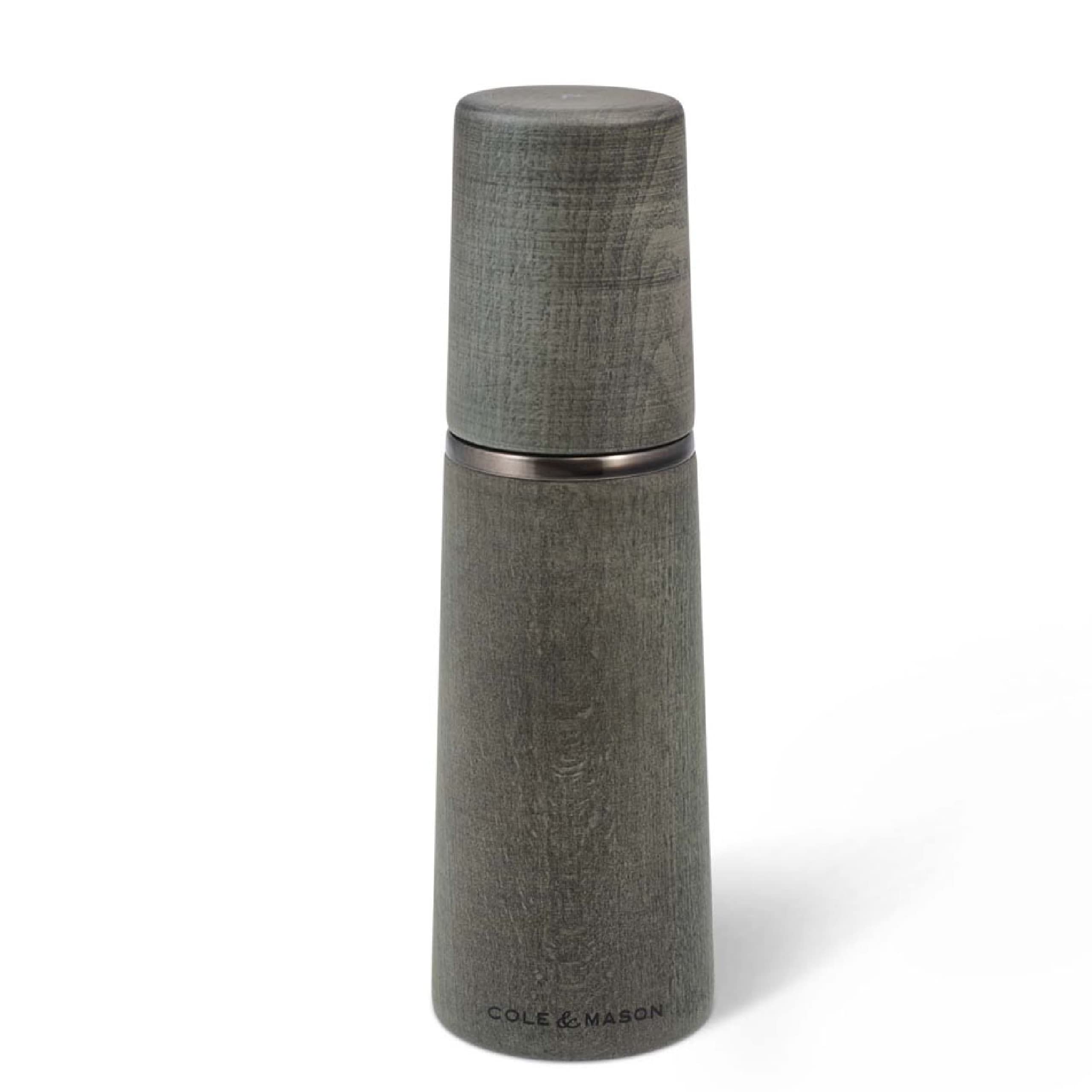 Cole & Mason Marlow Rustic Grey Wood Pepper Mill - Balanced Pepper Grinders - Refillable Spice Tools - Adjustable Peppercorn Gri
