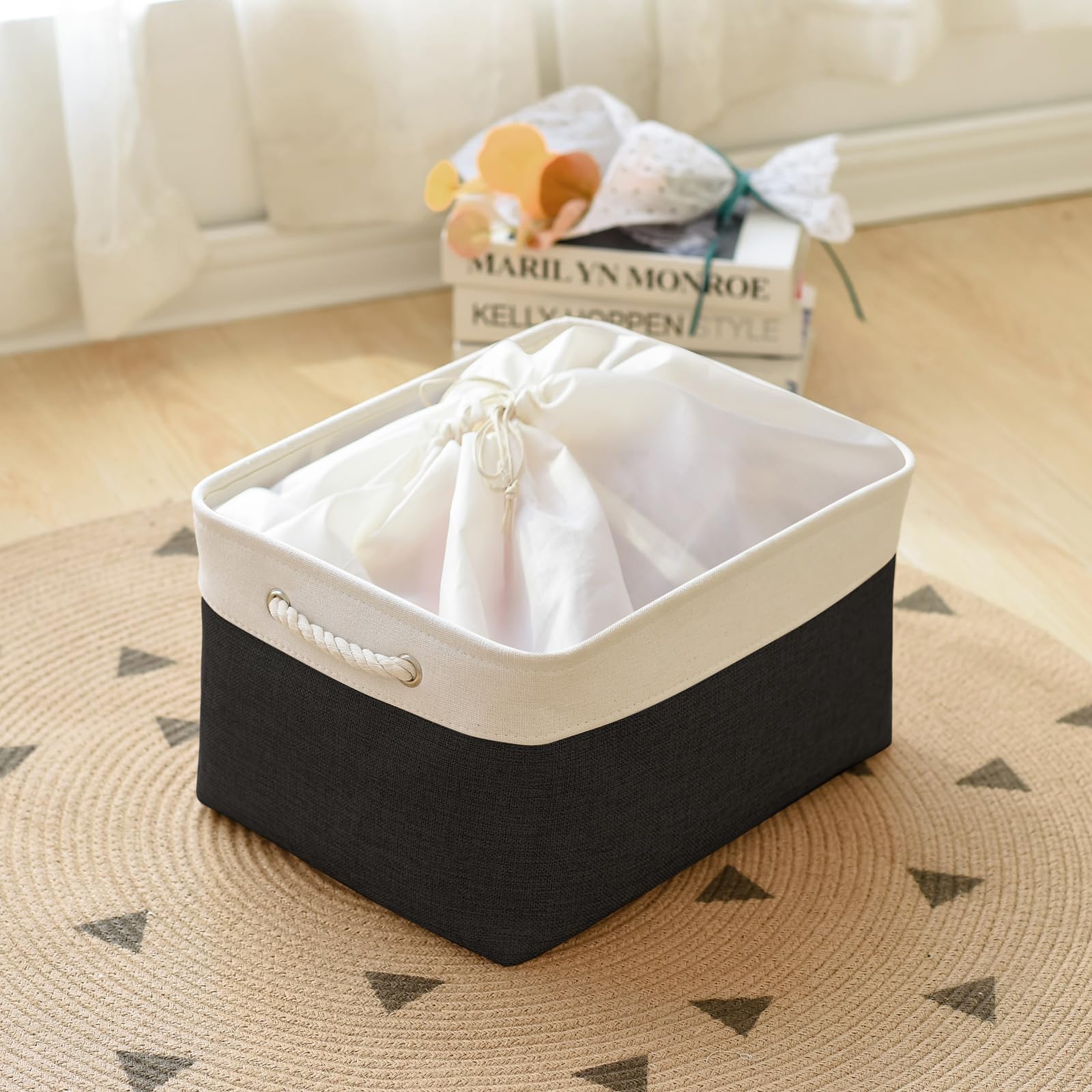 Thewarmhome Organization And Storage Basket For Organizing - Jumbo 3 Pack 17.7X13.8X9.7 Inch Fabric Storage Cubes For Closet Gif