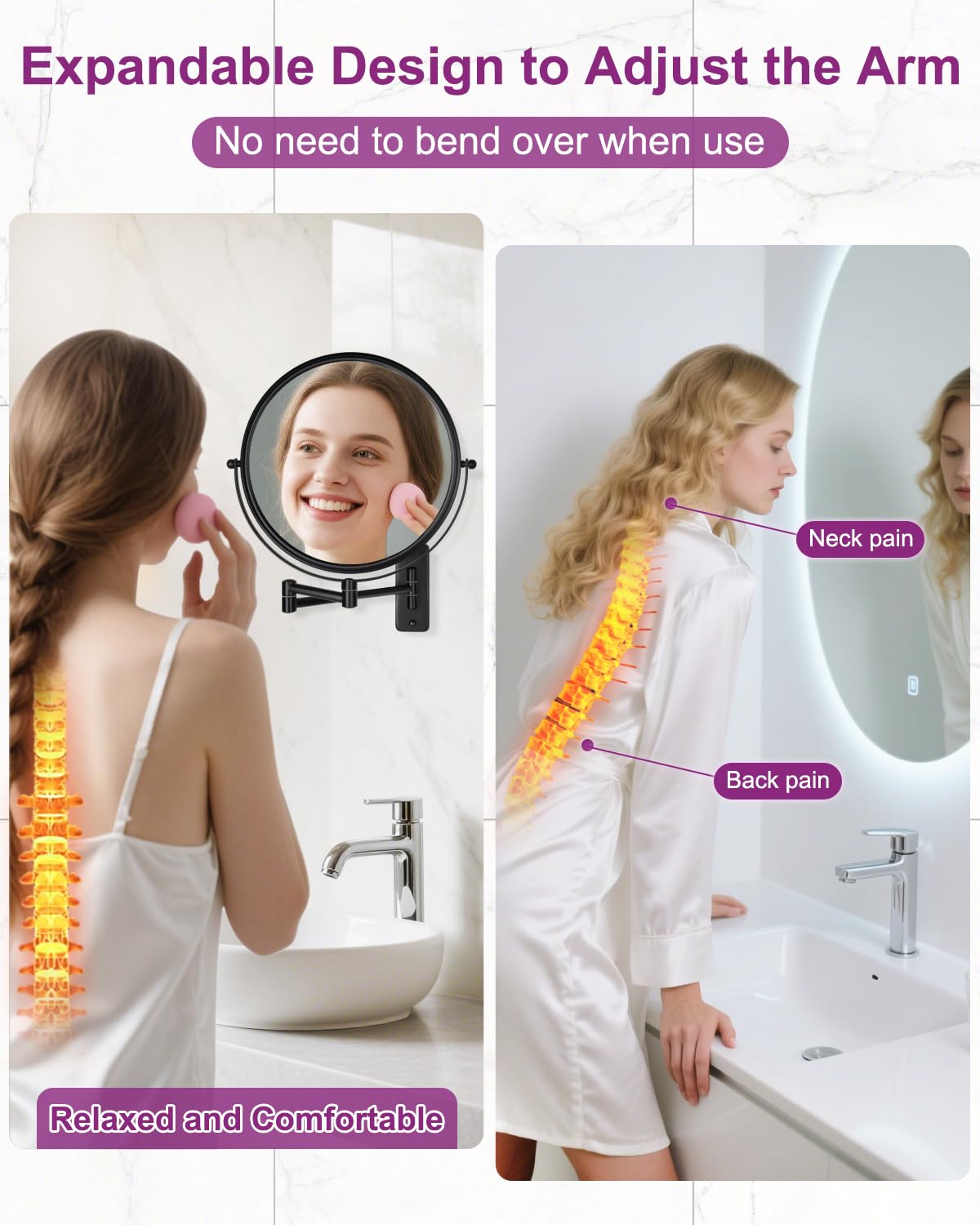 20X/1X Wall Mounted Makeup Mirror, 9 Inch Double Sided Magnifying Bathroom Mirror, Large Size 360 Swivel Extendable Vanity Mirro