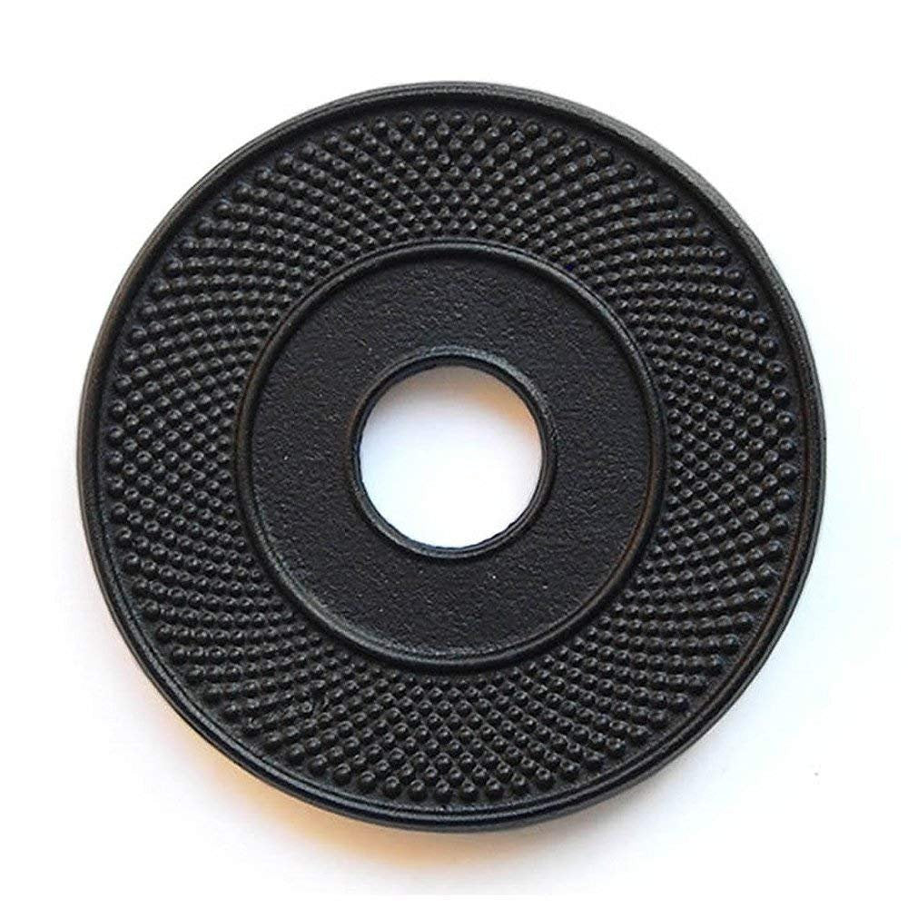 Hwagui - Black Cast Iron Teapot Trivet With Rubber Pegs For Kitchen Or Dining Table, 5.5 Inch Diameter